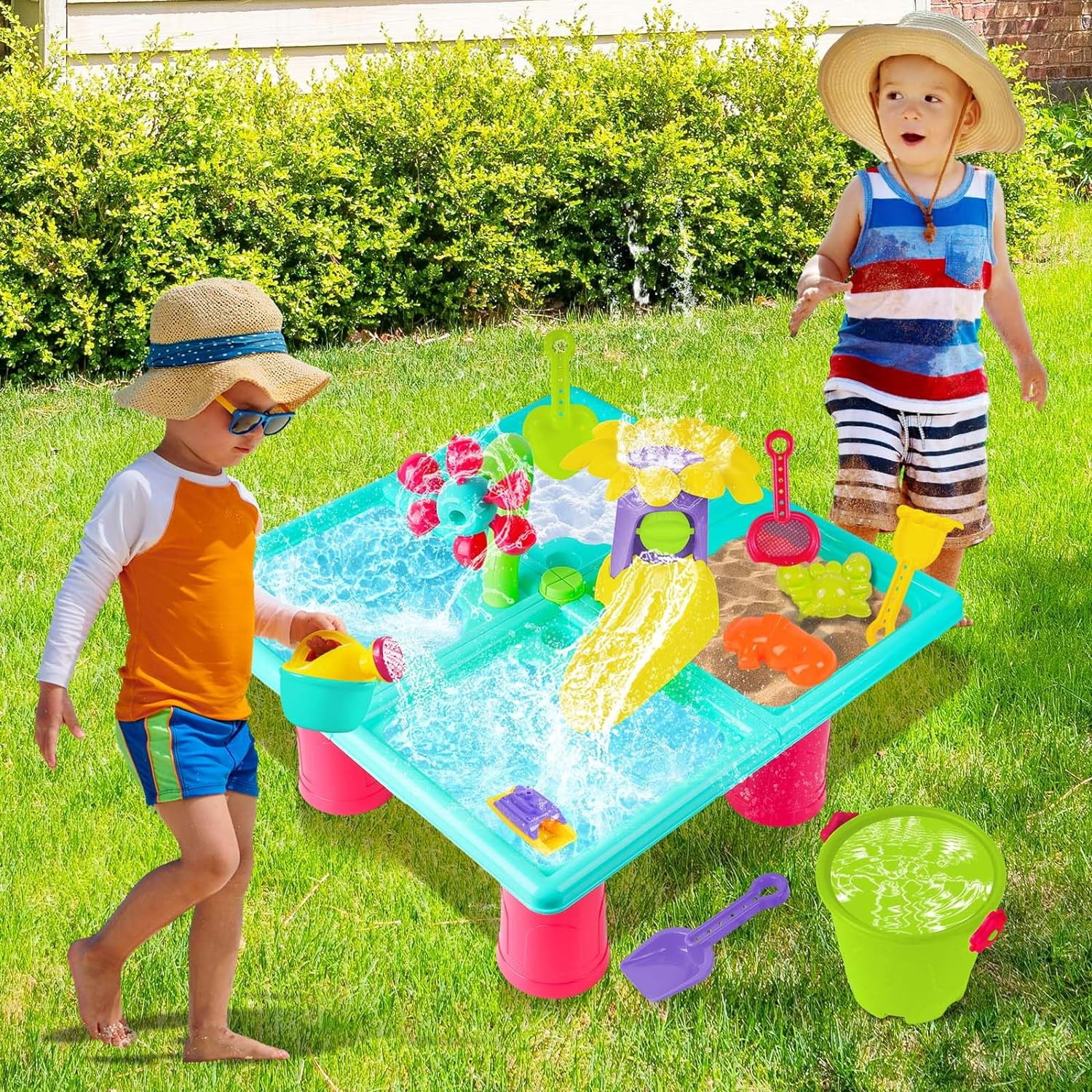 VATOS Water Table for Toddlers Aged 3+, Beach Backyard Garden Outdoor Toy - Image 5