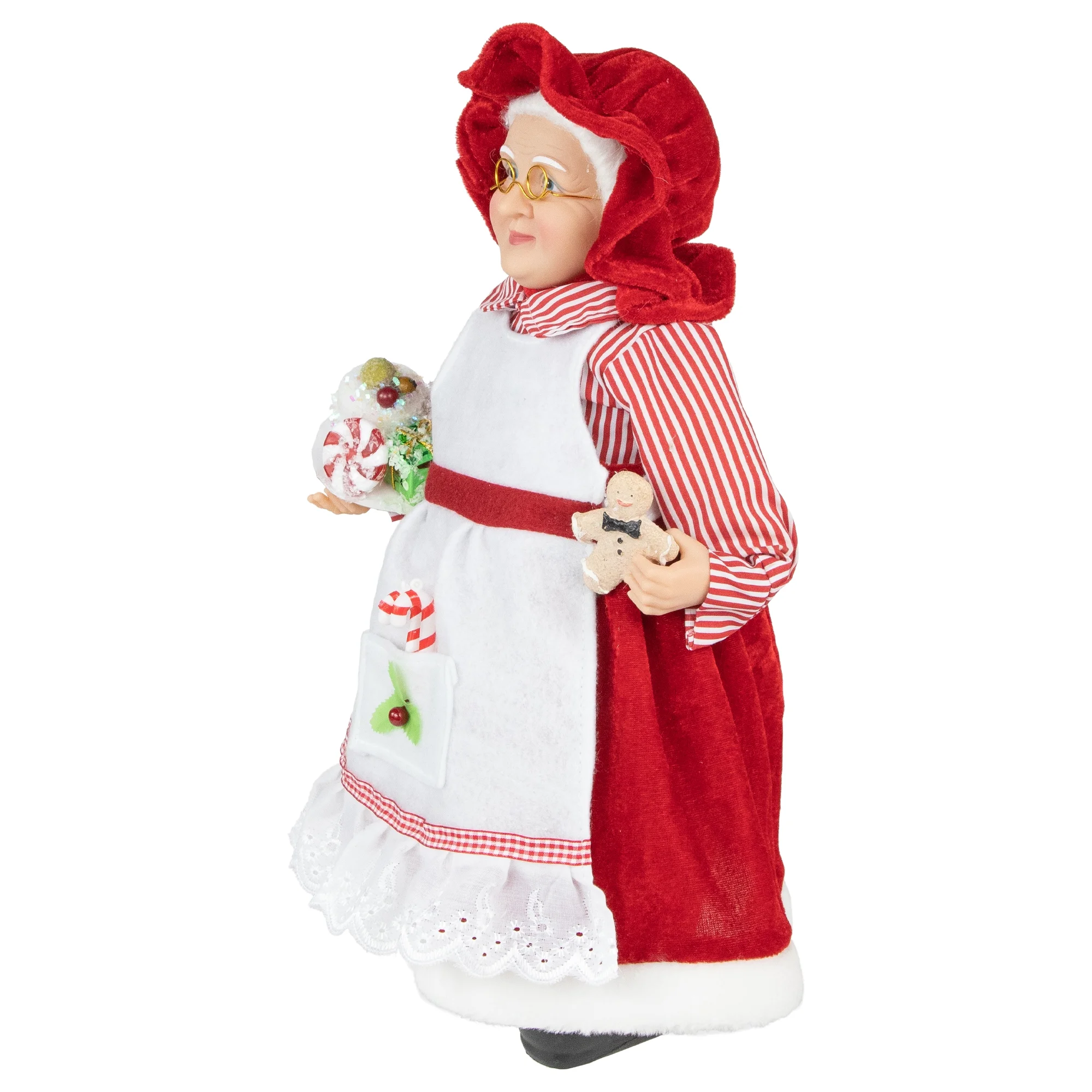 Northlight 16" Chef Mrs Claus with Cake and Gingerbread Man Christmas Figure - Image 3