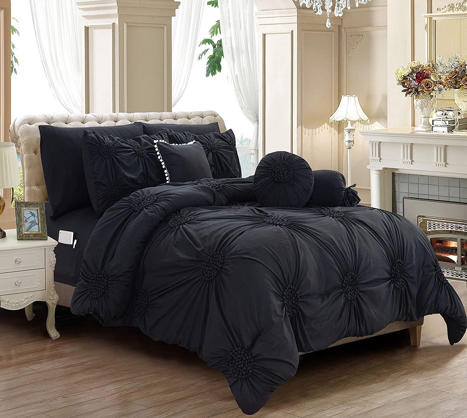 Elegant Comfort Hi-Loft Luxury 10-Piece Comforter Set Sunflower Design with Storage Pockets for King - Image 2