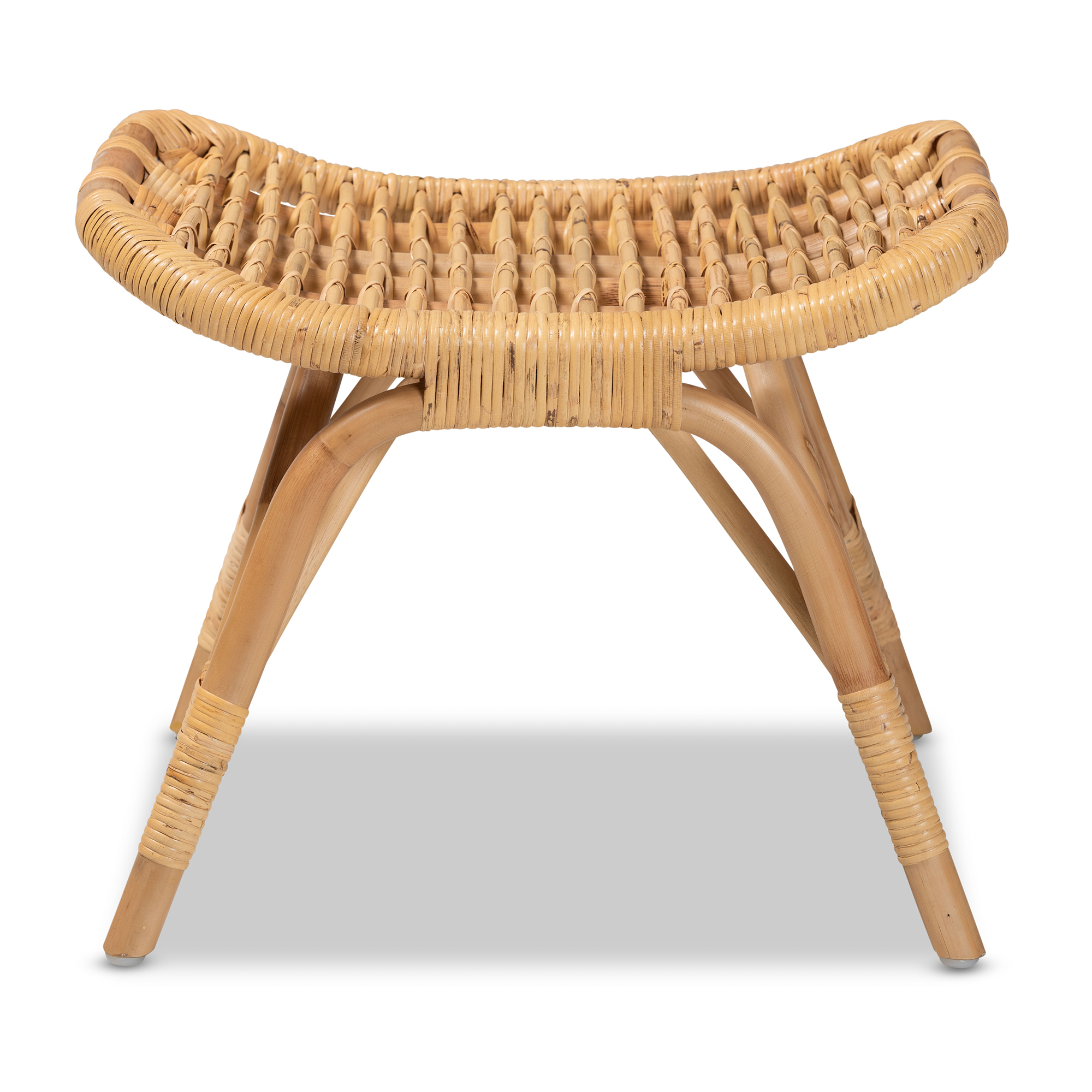 bali & pari Bernardo Rattan BOHO Ottoman, Natural Brown - Image 5