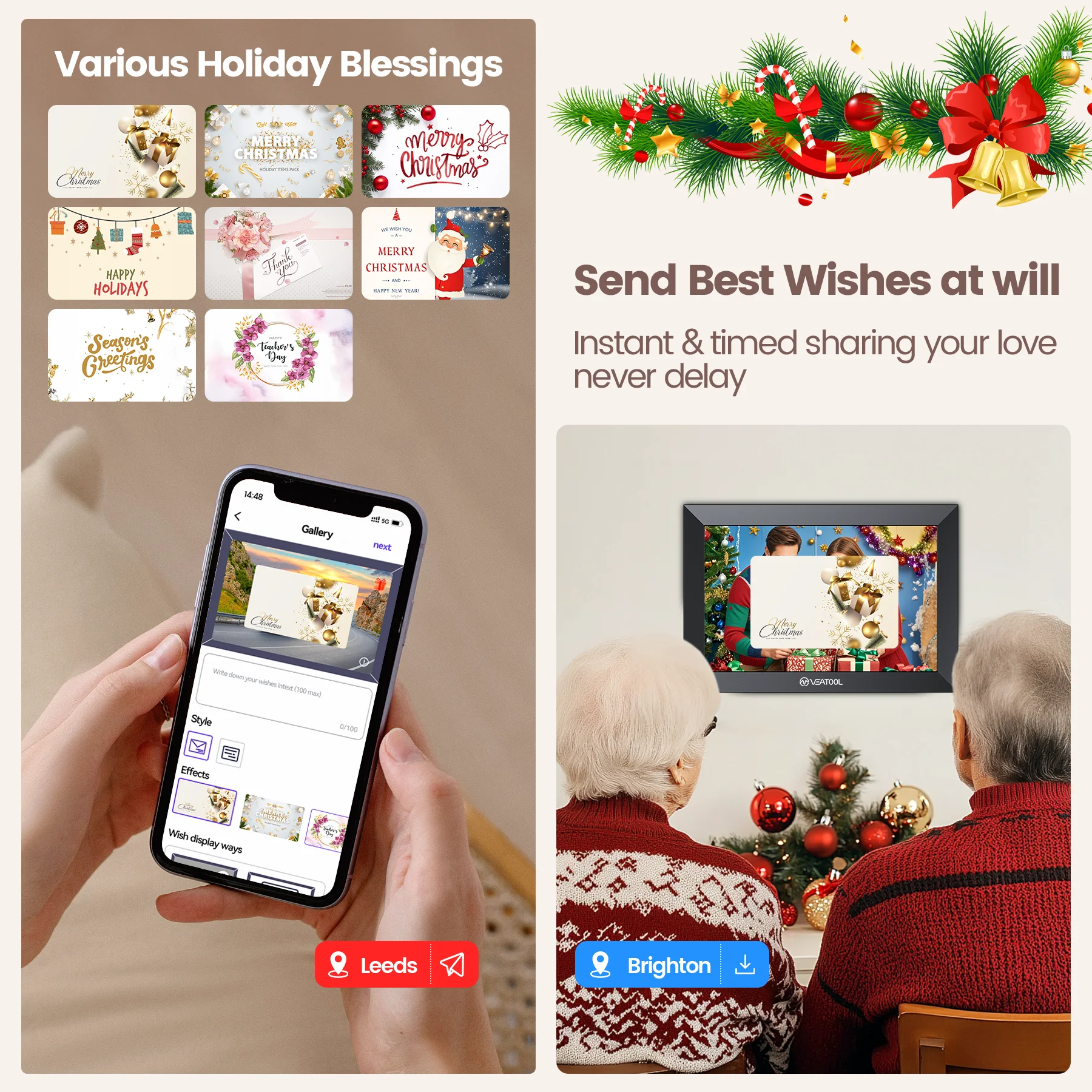 VEAT00L WiFi Digital Picture Frame 10.1 Inch,1280*800 IPS Touch Screen Digital Photo Frame with 32GB Memory, Auto-Rotate, Wall Mountable, Instantly Send Photos or Videos from Anywhere via Uhale App - Image 6