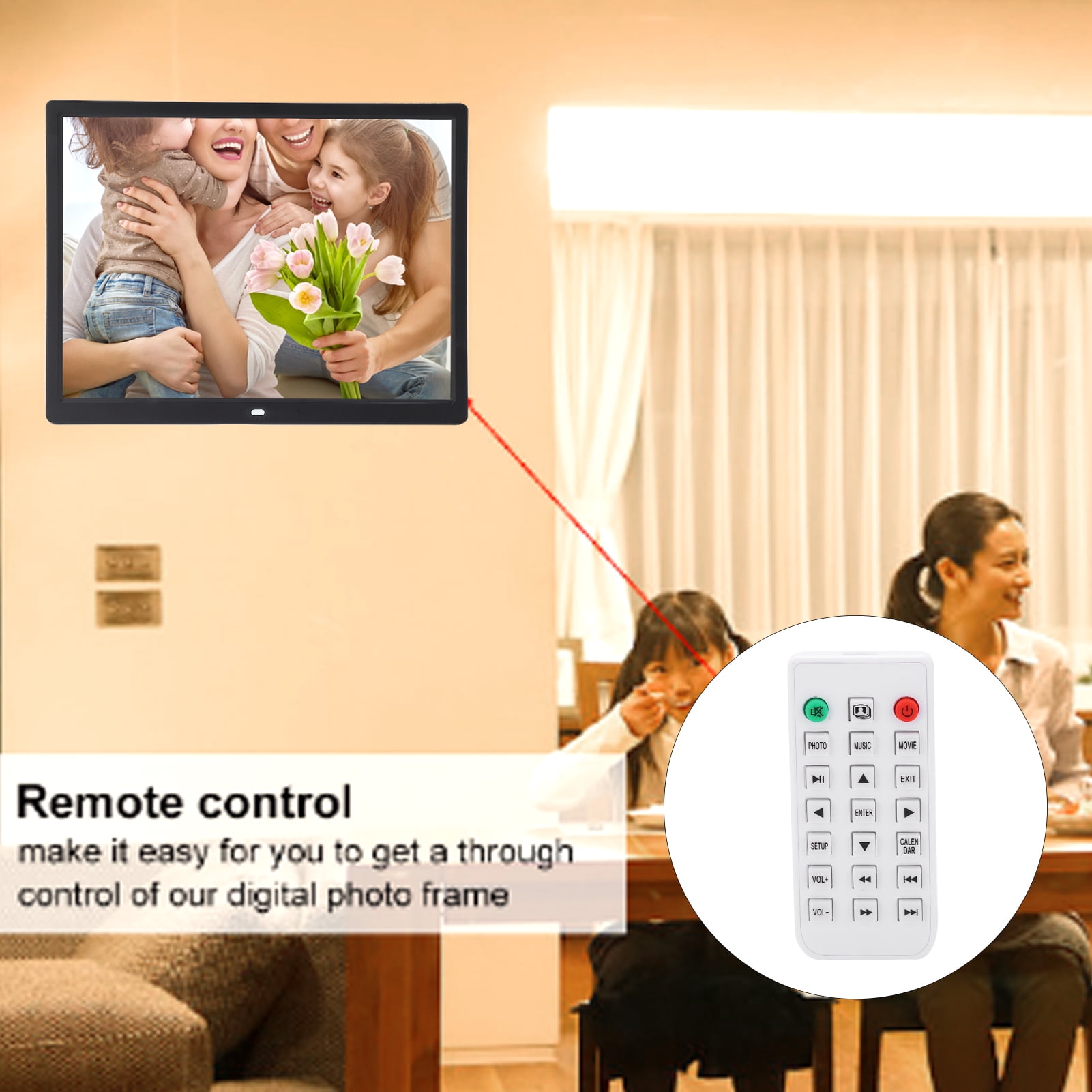 1024x768 Digital Frame, Digital Photo Frame 15in Digital Frame With Remote Controller For Home Office Prise Am?ricaine - Image 8