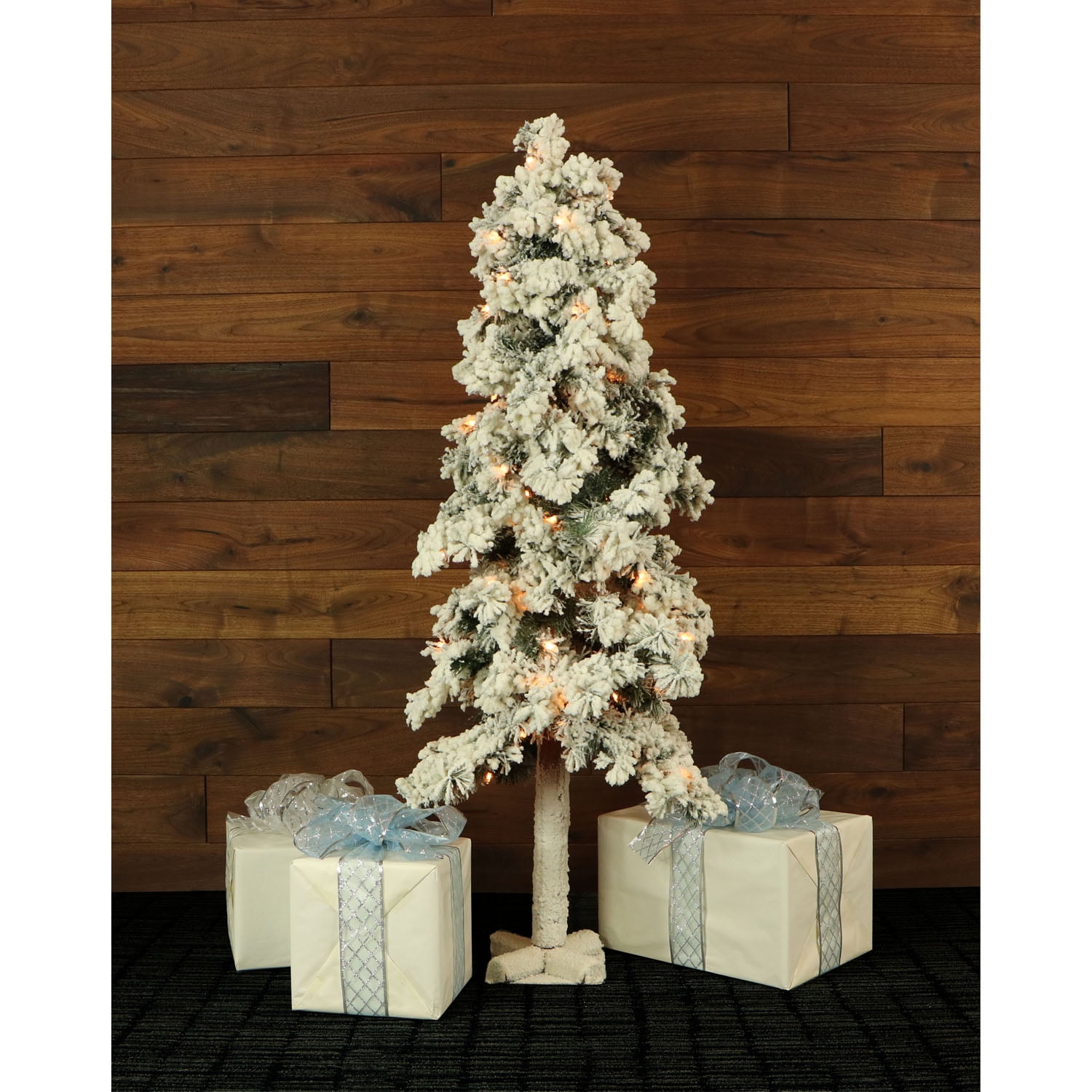 Fraser Hill Farm Set of Two 3-Ft. Snowy Alpine Artificial Trees with Clear Lights - Image 5