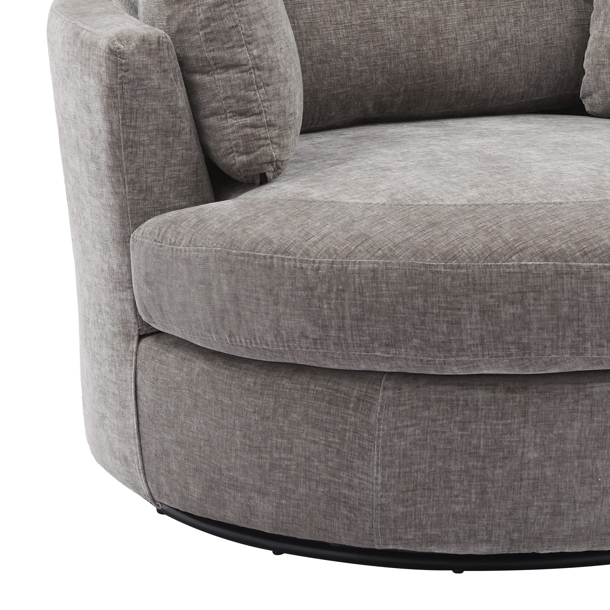 Aukfa 42" Oversized Swivel Accent Chair Barrel Chair w/ 3 Pillows for Living Room, Chenille, Gray - Image 5