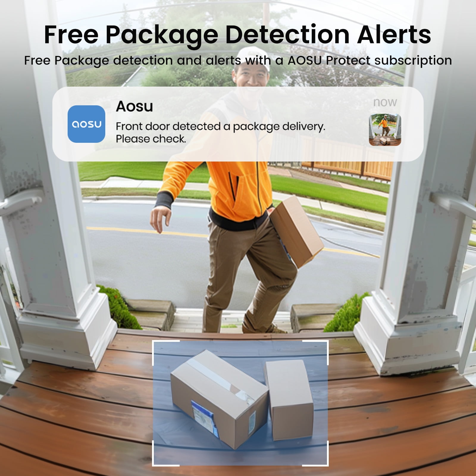 AOSU 2K /3MP Wireless Doorbell Camera with Chime, Head-to-Toe View Video Doorbell, Smart Parcel Detection, 2 Way Audio, Night Vision - Image 7