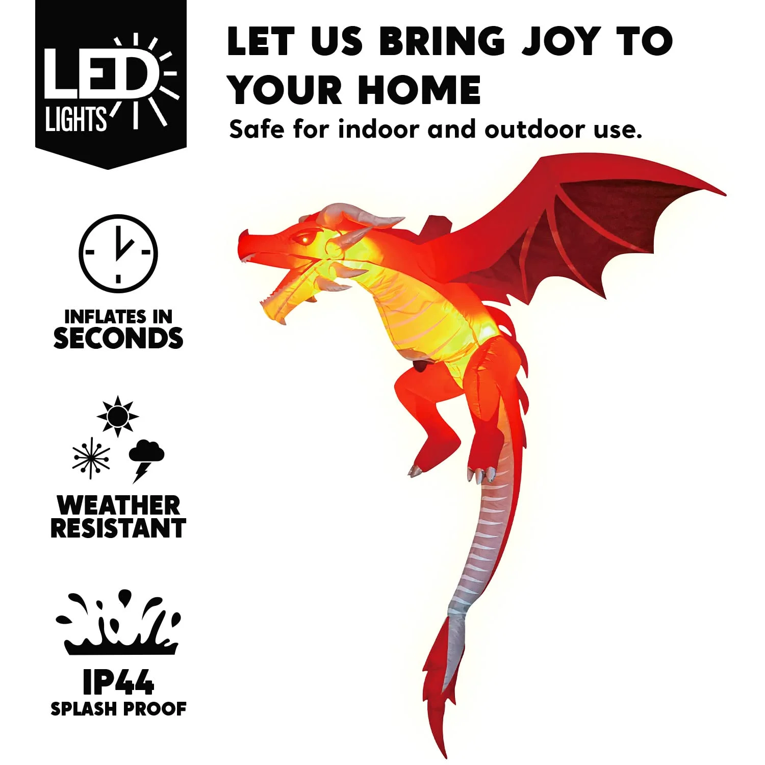 Joiedomi 5 FT Tall Halloween Inflatable Hanging Flying Dragon Inflatable Yard Decoration with Build-in LEDs Blow Up Inflatables for Halloween Party Indoor, Outdoor, Yard, Garden, Lawn Decorations - Image 5