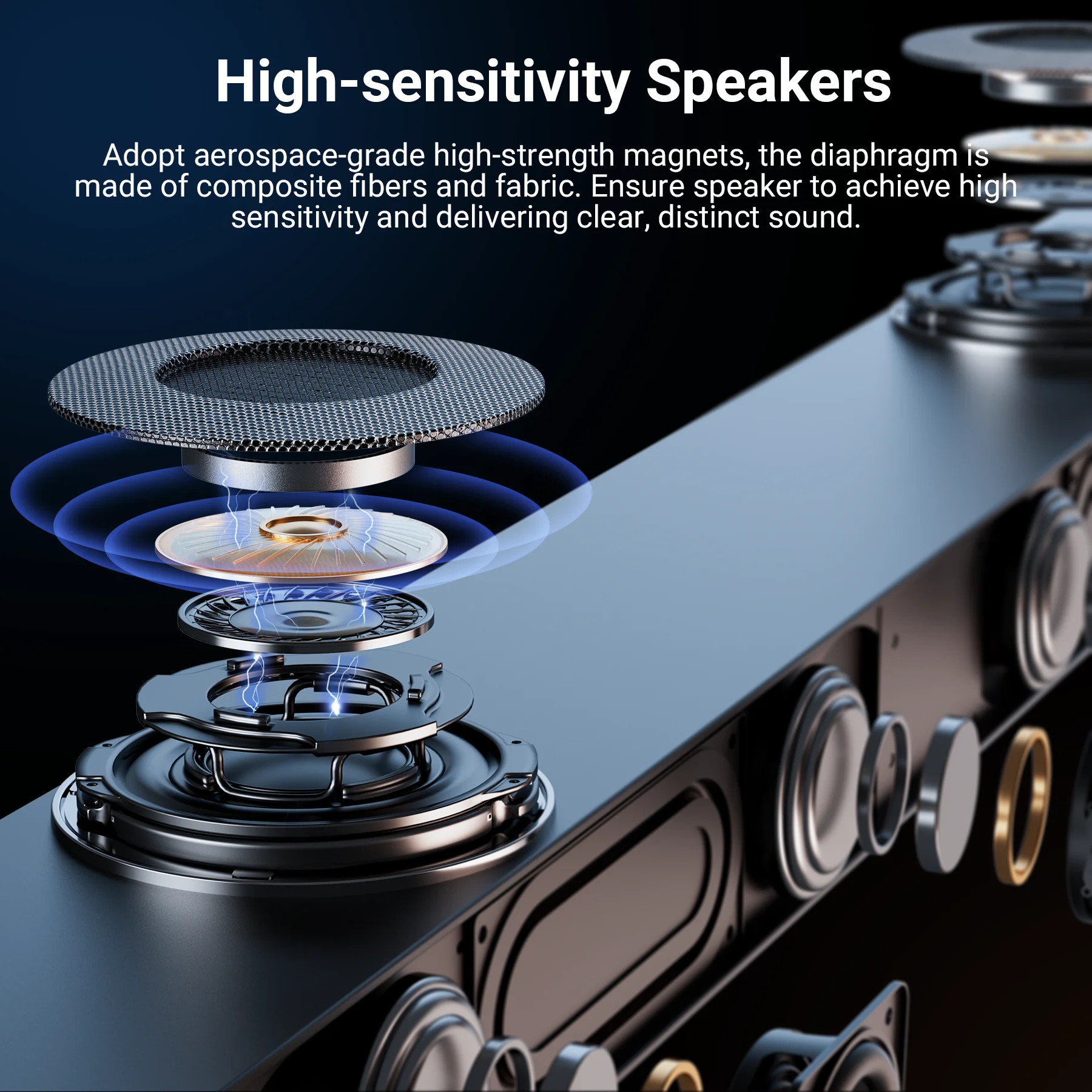 VEAT00L S50L 100W 2.2ch Sound Bars for TV, Soundbar with Subwoofer, Wired & Wireless Bluetooth 5.0 3D Surround Speakers, Optical/HDMI/AUX/COAX/USB Connection, Wall Mountable - Image 3