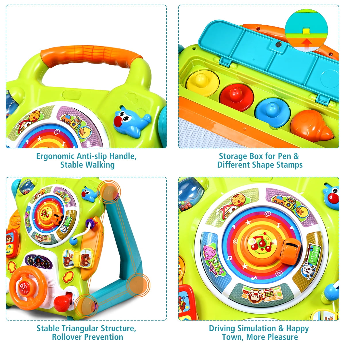 Costway 3 in 1 Sit to Stand Learning Walker Kids Activity Center - Image 3