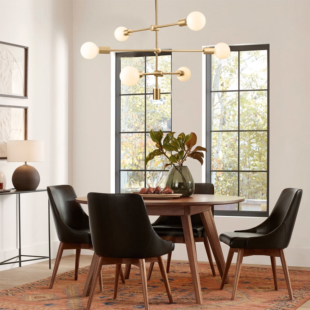 YANSUN 6 Light Sputnik-Inspired Chandelier,Gold Modern Chandelier Pendant Lighting for Kitchen Island Bedroom Living Room - Image 7