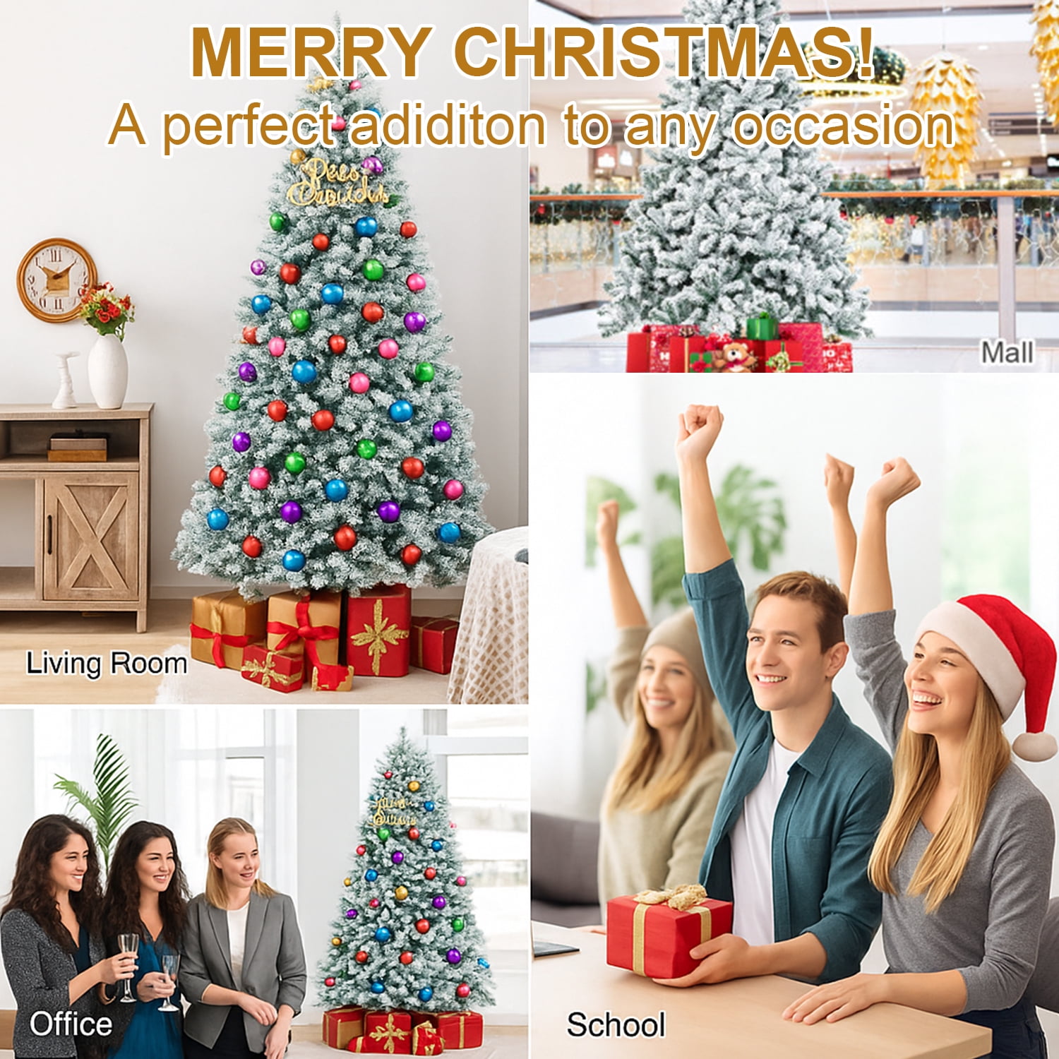 SUGIFT 6ft Snow Flocked Christmas Tree Unlit Holiday Decor - Image 6