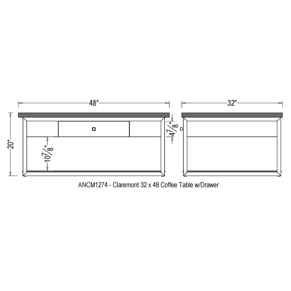 Alaterre Claremont 48"L Rustic Wood Coffee Table with Drawer and Low Shelf - Image 18