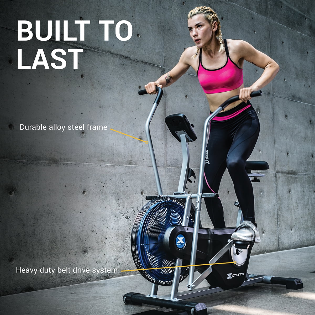 XTERRA Fitness AIR350 Low Impact Full Body Workout Exercise Bike with Wind Resistance and LCD Display - Image 9