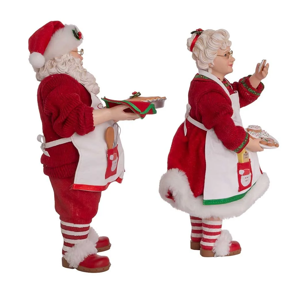 Kurt Adler Fabriche Christmas Figurines, Mr. and Mrs. Claus with Desserts, 10.5in (Set of 2) - Image 3