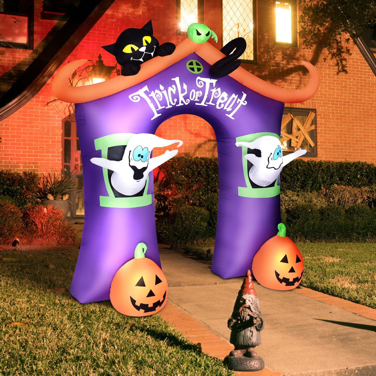 Haunted Hill Farm 9 ft Inflatable Pre-Lit Trick or Treat Walkway Arch with Black Cat, Jack-O-Lantern and Ghost, HITOTARCH091-L - Image 4