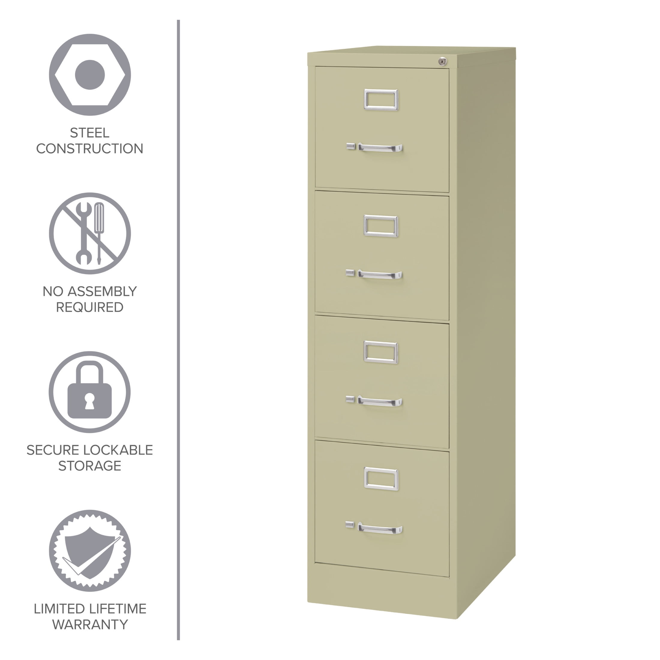 Hirsh 22" Deep 4 Drawer Letter Width Vertical File Cabinet, Commercial Grade, Putty - Image 10