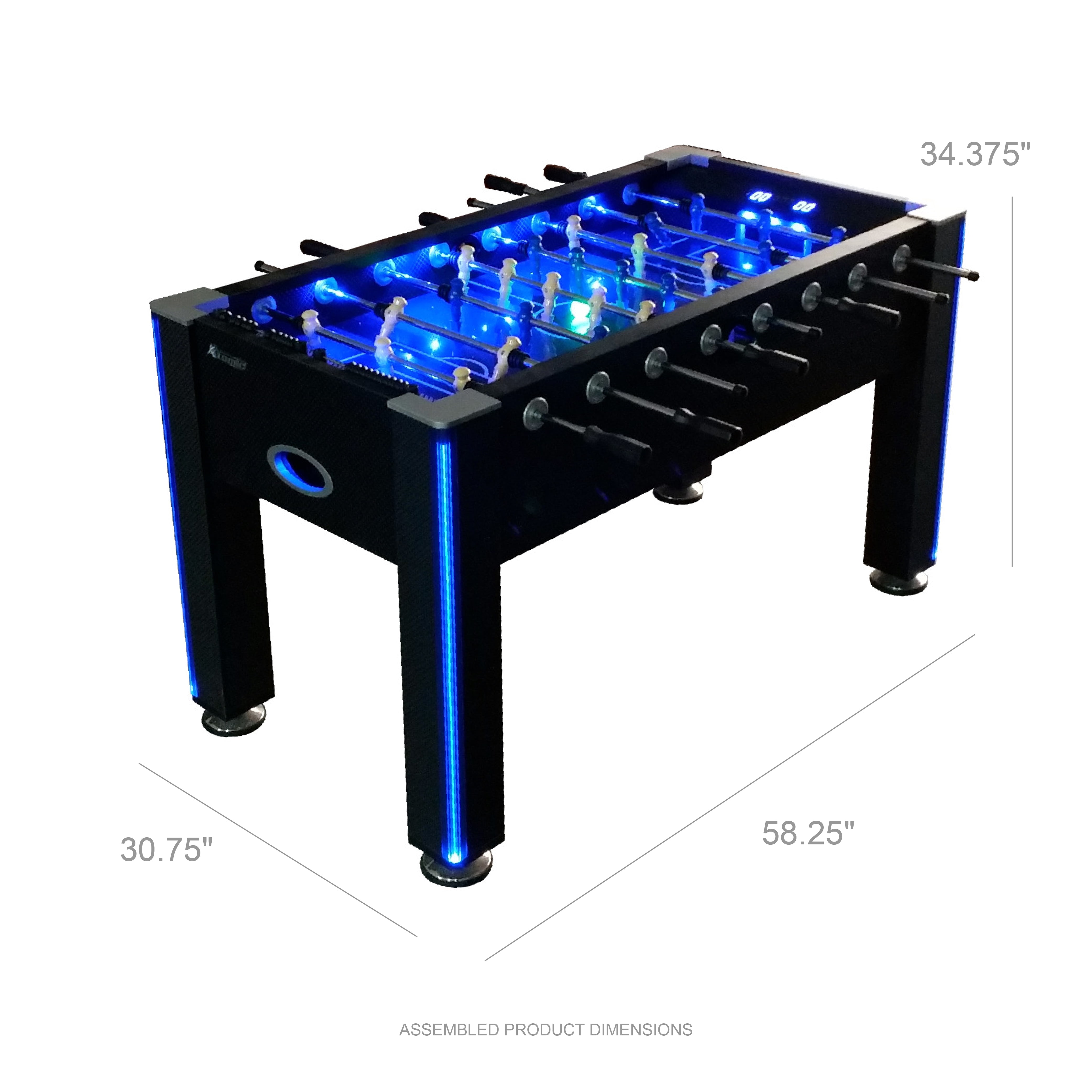 Atomic Azure LED Light Up Foosball Table with Interactive Inrail LED Lighting and Cascading Effects Paired with In Game Music - Image 13