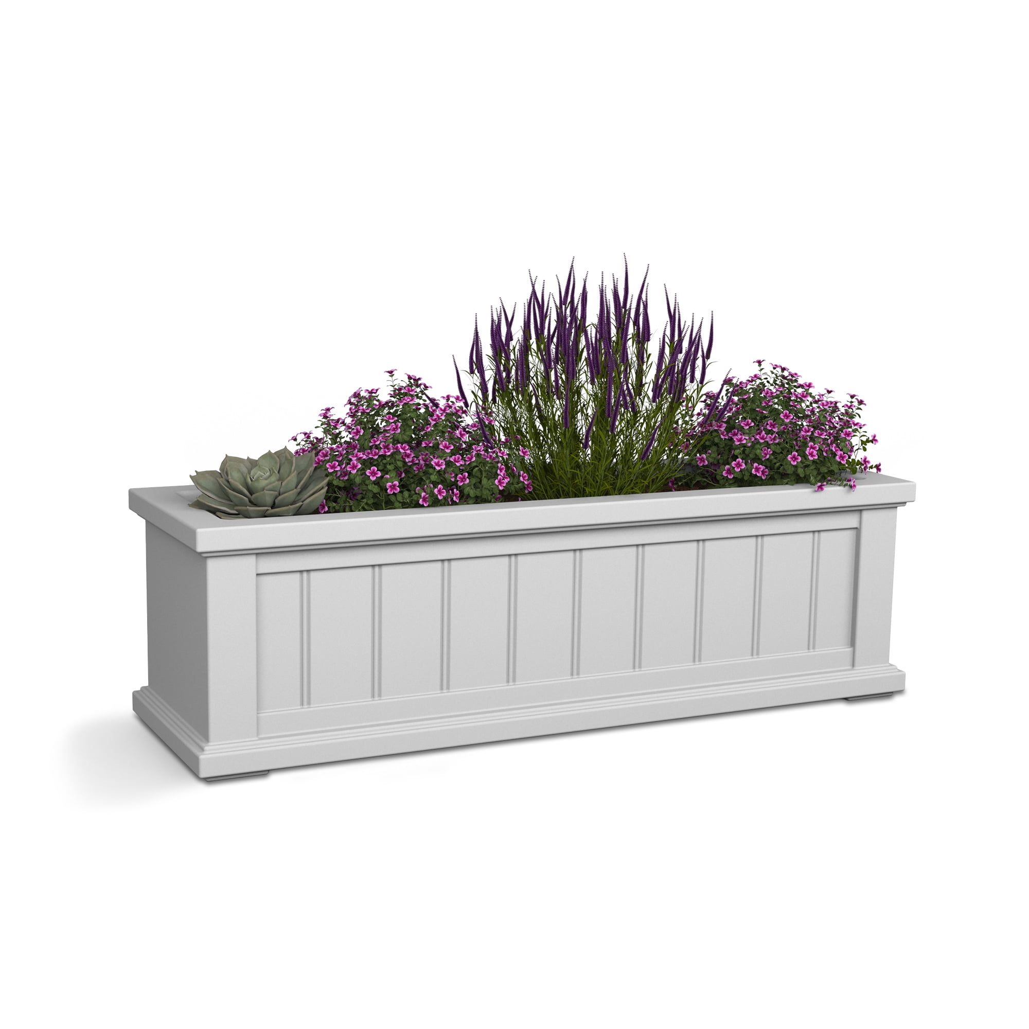 Cape Cod 36" x 11" x 11" Rectangle White Self-Watering Plastic Window Box Planter - Image 11