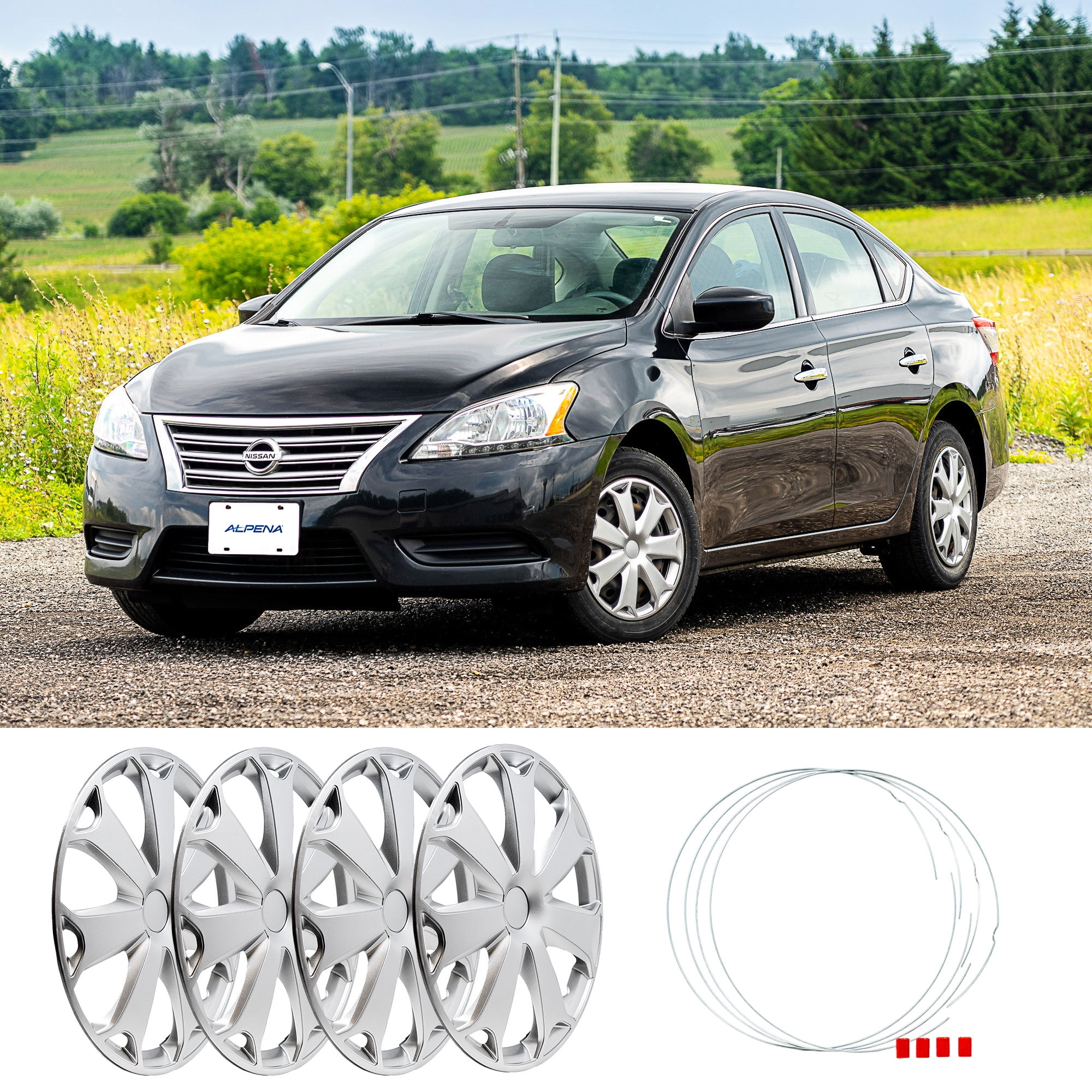 Alpena 16" Ivo Carbon, Silver, Set of 4, Model 58391, Fits Most Steel Wheels for Cars and SUV's - Image 7