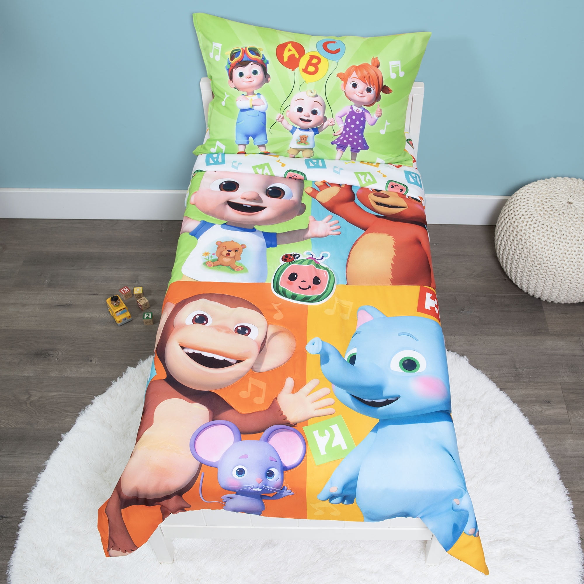 NoJo CoComelon "Learning is Fun" 4-Piece Toddler Bedding Set, Multi Color Print, Toddler Boy or Girl - Image 6