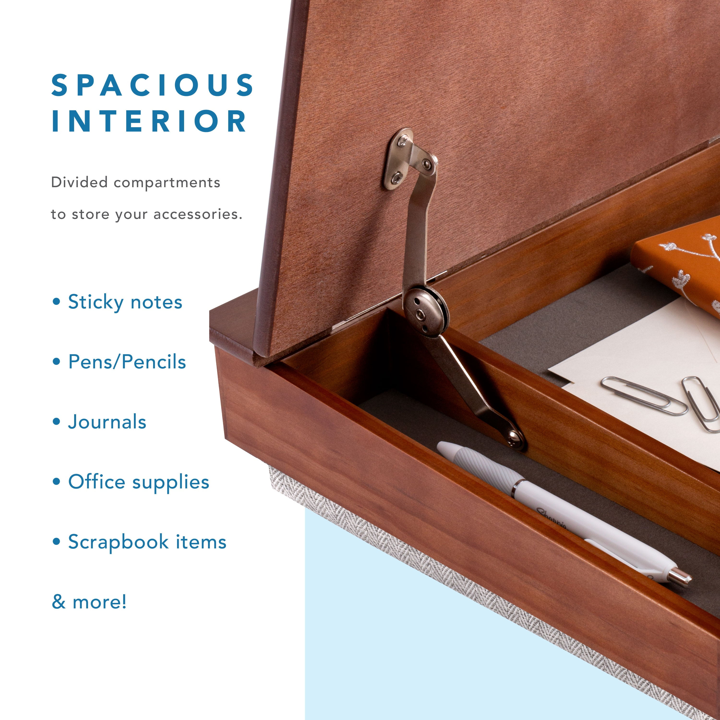 LapGear Schoolhouse Wood Lap Desk with Storage, Java - Image 5