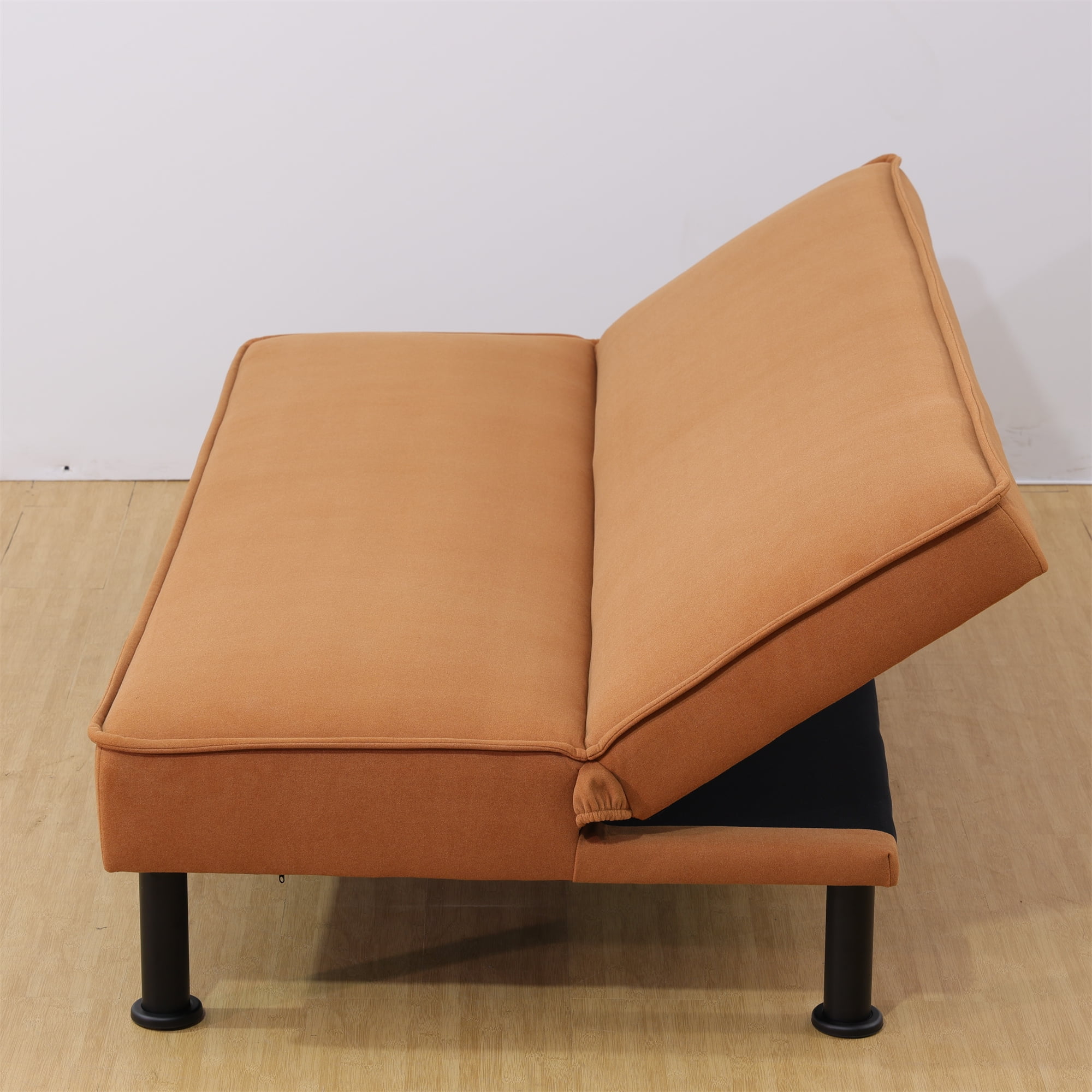 Aukfa Studio Futon Convertible Sofa Bed for Home Office, Upholstered Loveseat, Flannel, Orange - Image 10