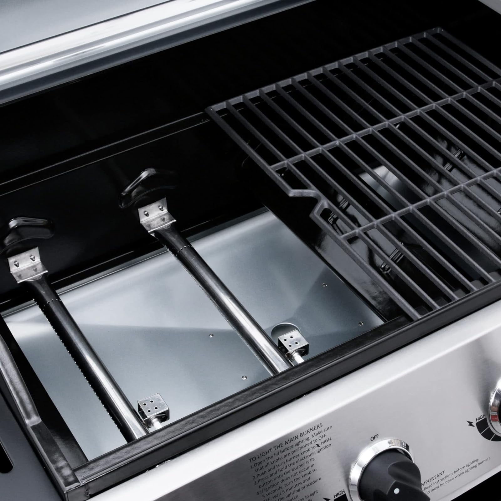 VANSTON 4-Burner Propane Gas Grill with Side Burner, Stainless Steel 60,000 BTU Cart Style Outdoor BBQ Grill, Black - Image 3