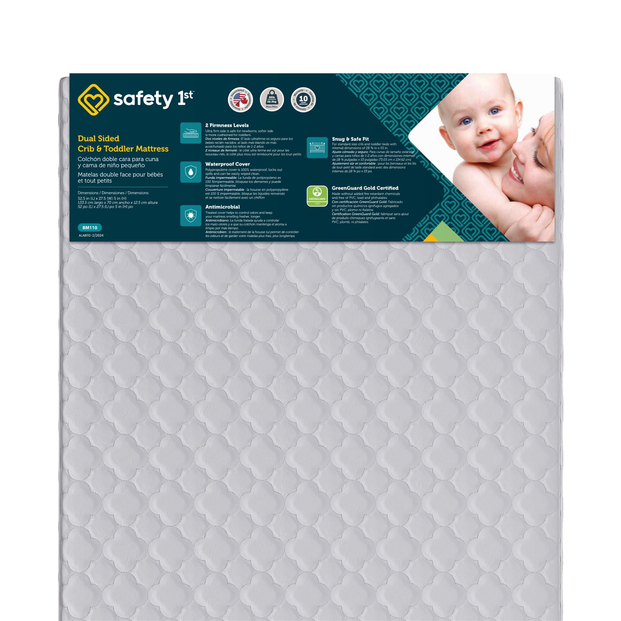 Safety 1st Grow with Me 5" Dual Sided 2-in-1 Antimicrobial Crib & Toddler Mattress, White Cloud - Image 7