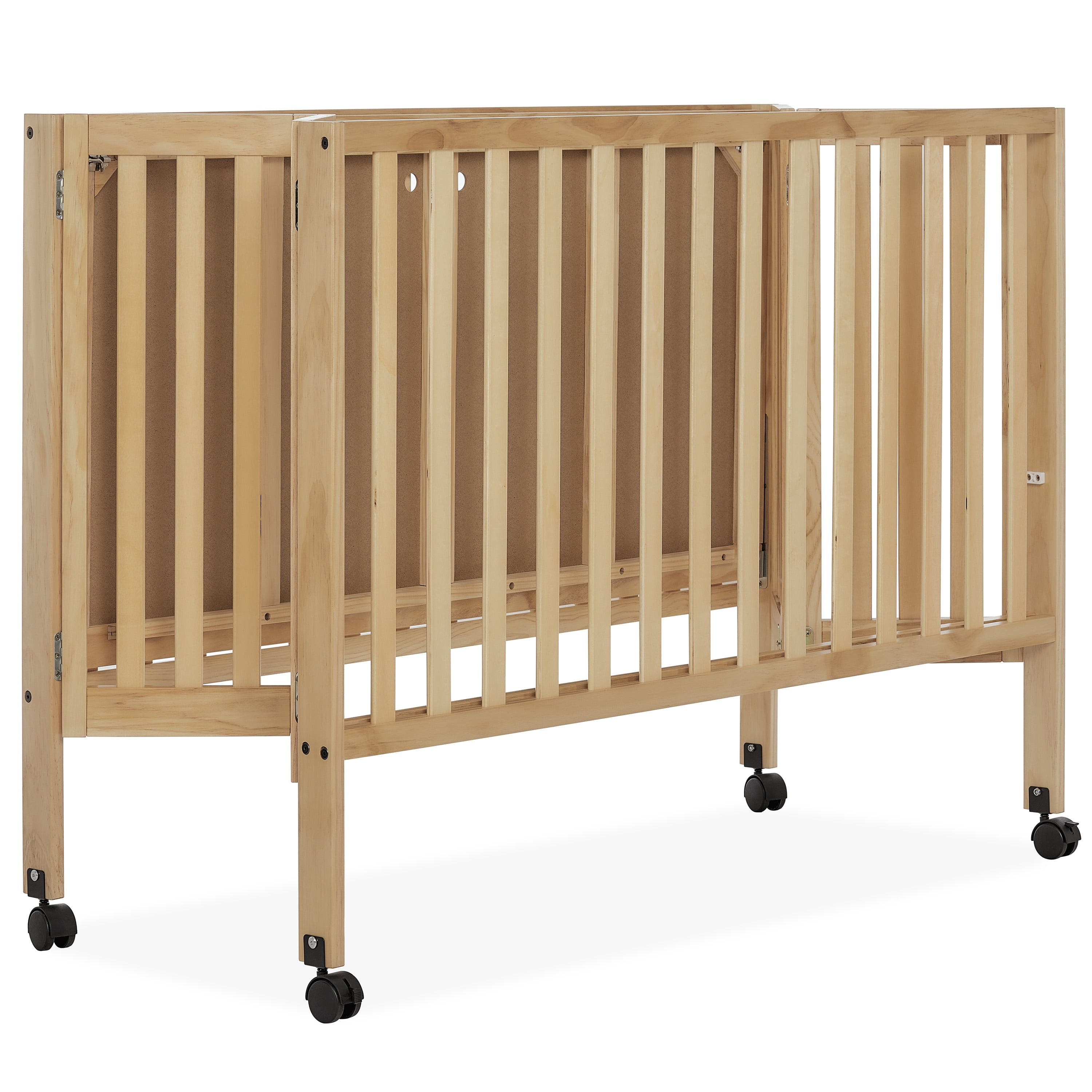 Dream On Me Quinn Full-Size Folding Crib, Removable Wheels, Modern Nursey, Adjustable Mattress Support, Patent Folding System in Natural - Image 5