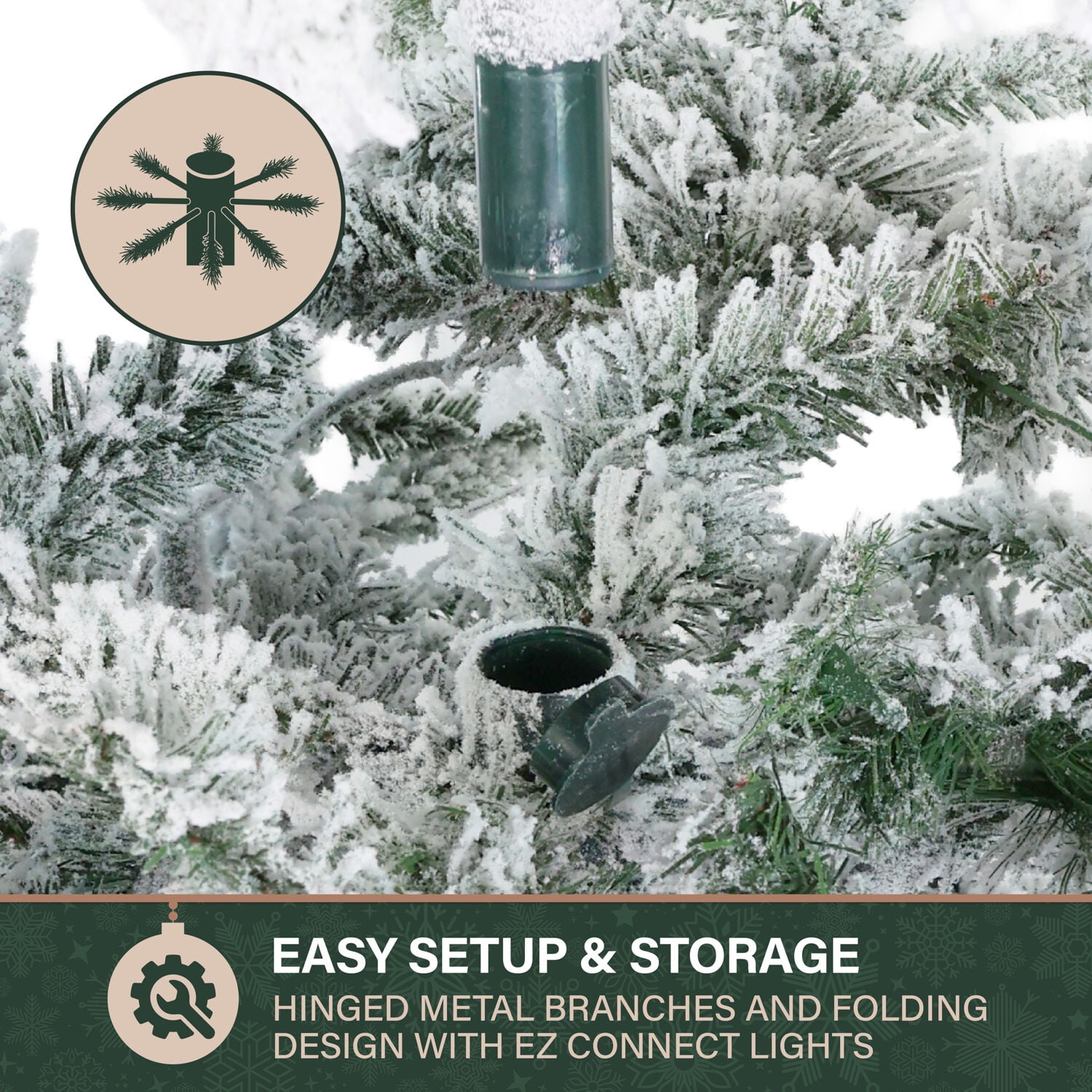 Fraser Hill Farm 9-Ft Flocked Mountain Pine Artificial Christmas Tree with Warm White LED Lights, FFMP090-5SN - Image 12