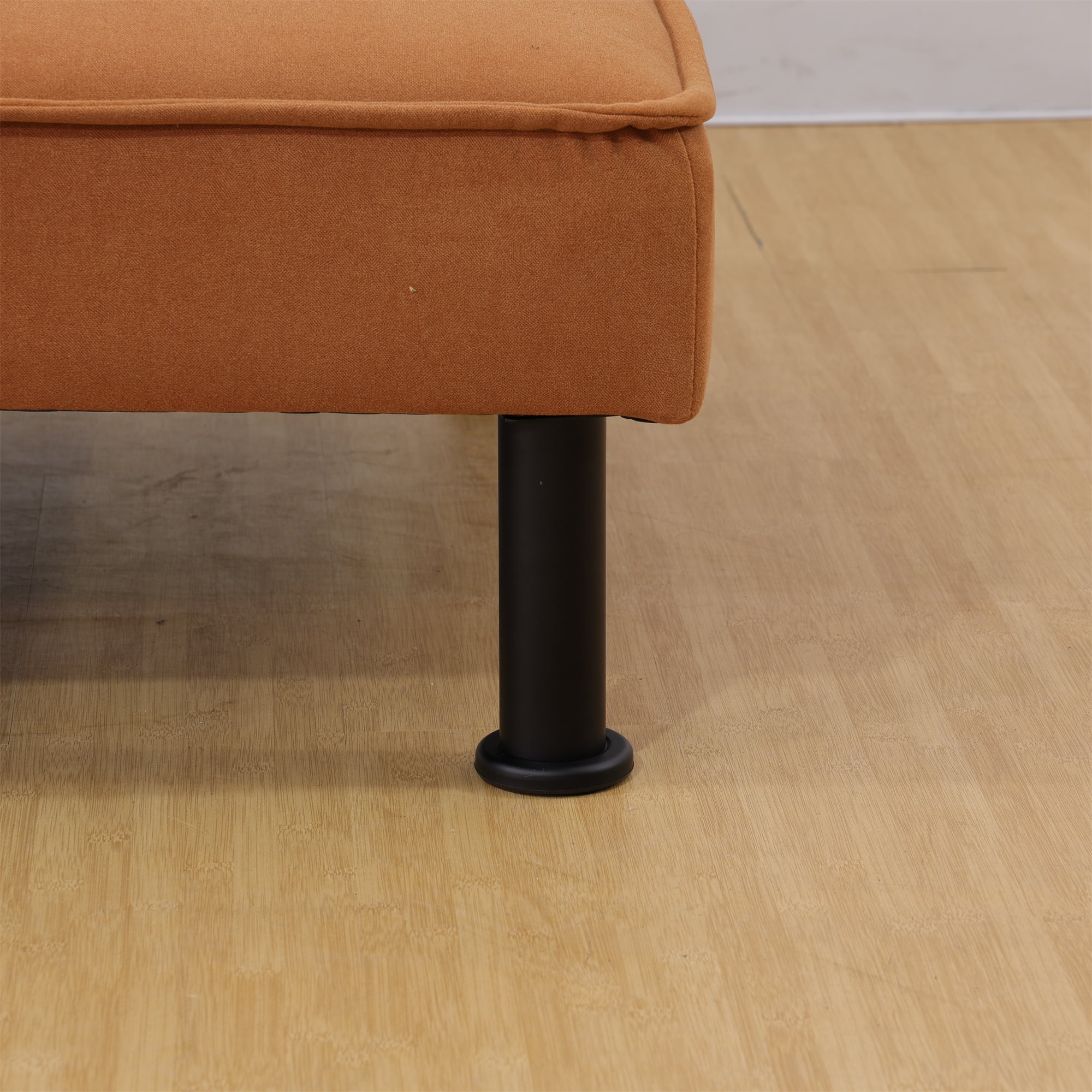 Aukfa Studio Futon Convertible Sofa Bed for Home Office, Upholstered Loveseat, Flannel, Orange - Image 8