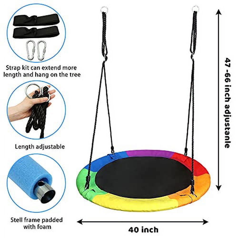 TURFEE 40" Saucer Swing, Waterproof Swing Seat with Adjustable Ropes for Kids Toddlers, Playground Backyard Outdoor Indoor Swing - Image 3