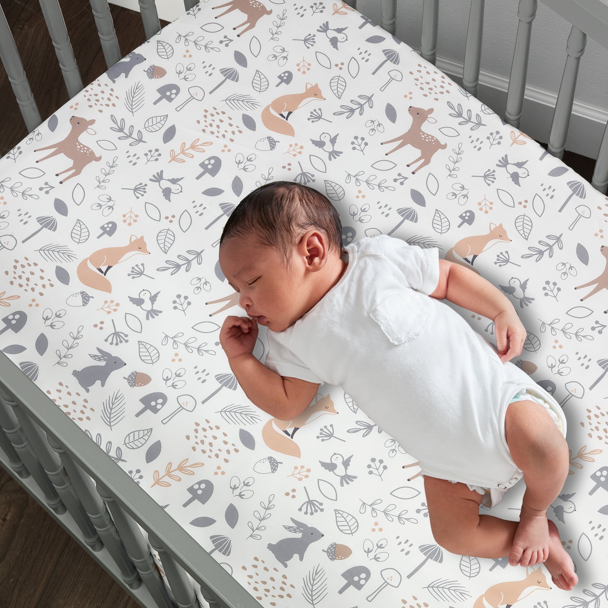 Bedtime Originals Deer Park 3-Piece Crib Bedding Set - Gray, Animals, Woodland - Image 5