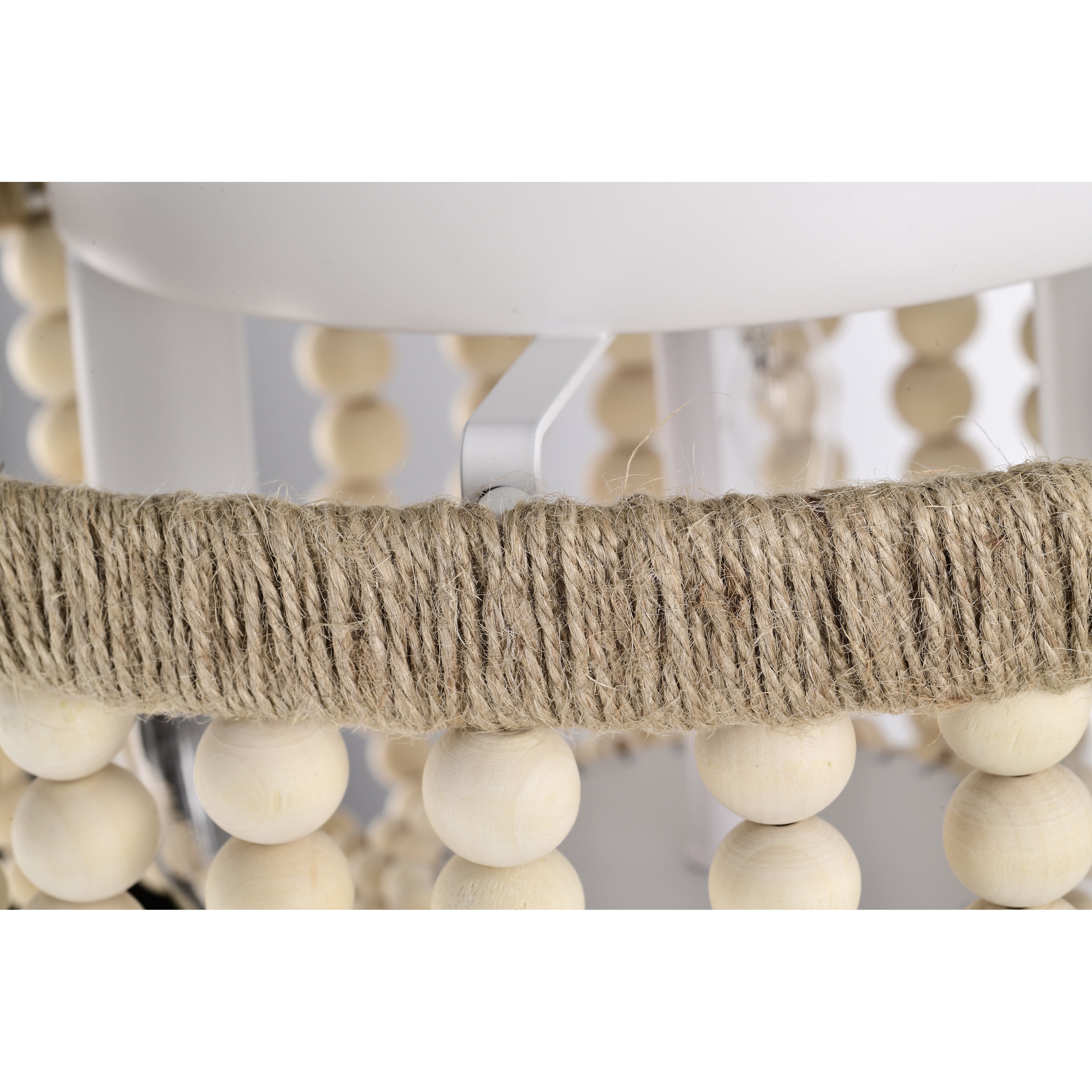 Wood Bead Chandelier Flush Mount Ceiling Light Fixture 3-Light Boho Light Fixtures Ceiling Farmhouse Chandeliers for Bedroom Dining Room - Image 9