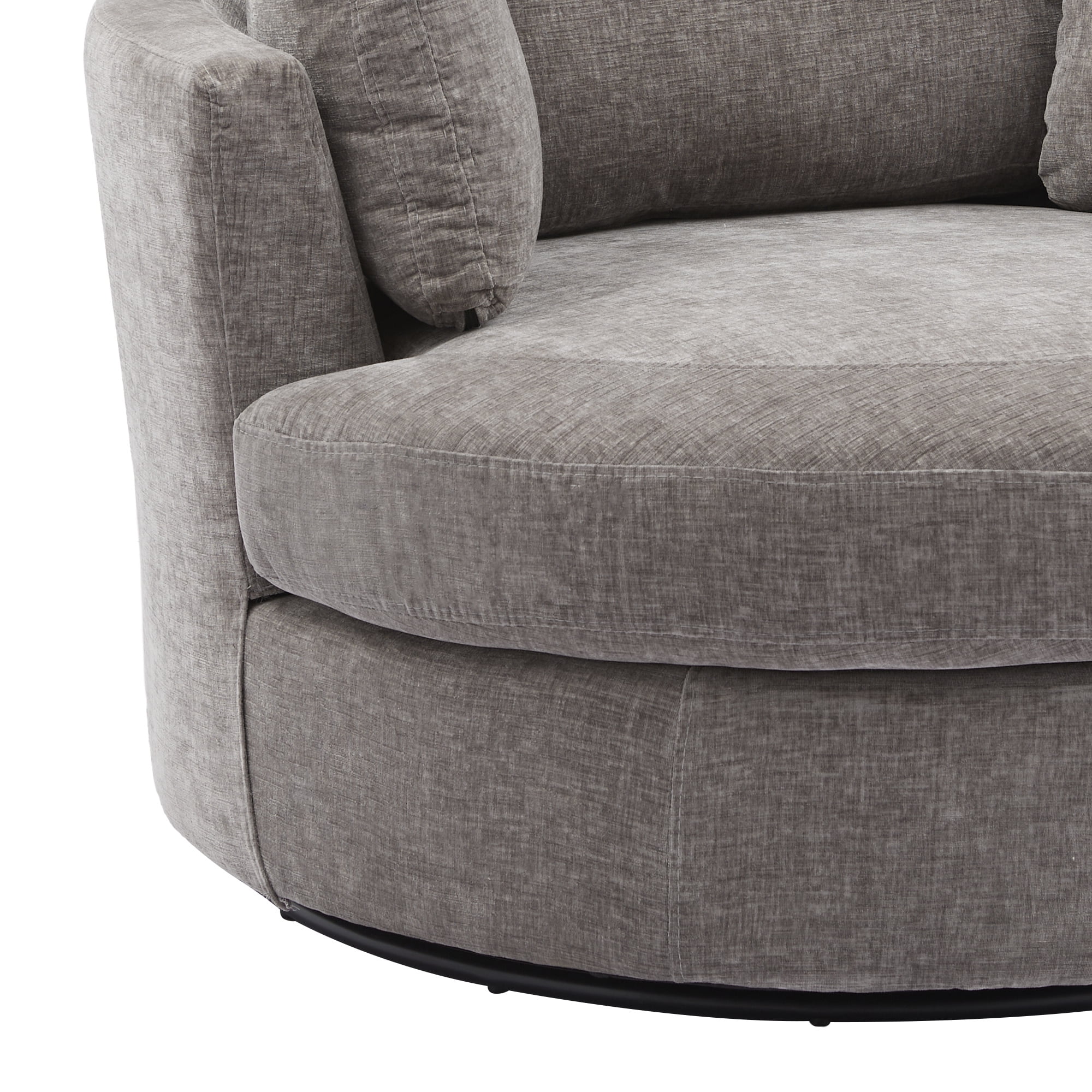 Aukfa 42" Oversized Swivel Accent Chair Barrel Chair w/ 3 Pillows for Living Room, Chenille, Gray - Image 11