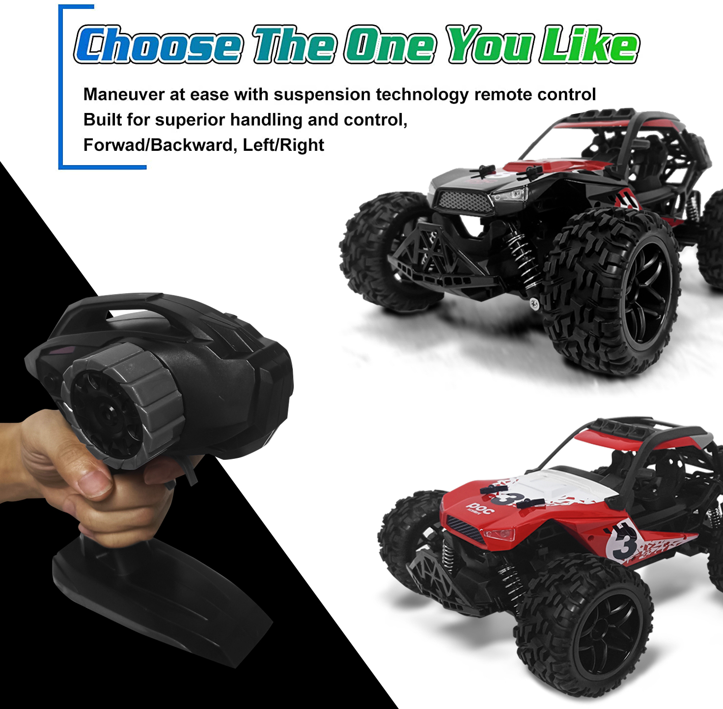 RC Racing Car, 2.4Ghz High Speed Remote Control Car, 1:12 2WD Toy Cars Buggy for Boys & Girls with Two Rechargeable Batteries for Car, Gift for Kids (Red and White) - Image 5