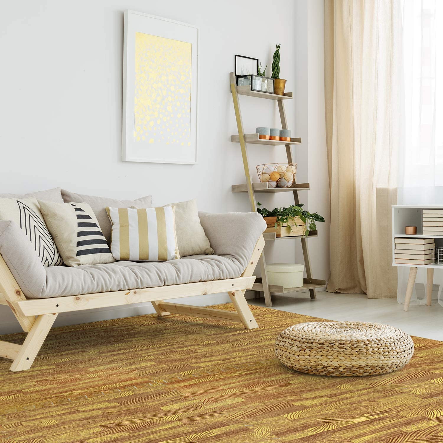 Yes4All 12 pcs Interlocking Exercise Foam Mats, Cover 48 sqft, 3/8 inch, Oak Wood Light Color - Image 3