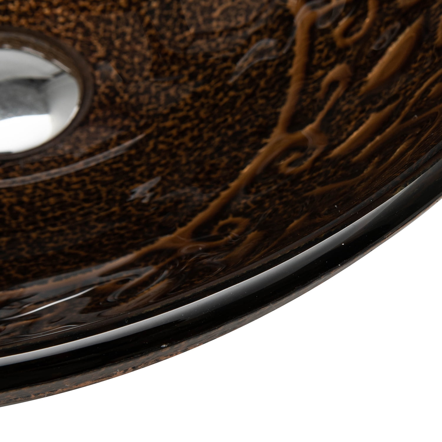 Vinnova Enna 16.5in Antique Bronze Finish Glass Round Over-Mounted Bathroom Vanity Vessel Sink Bowl - Image 6