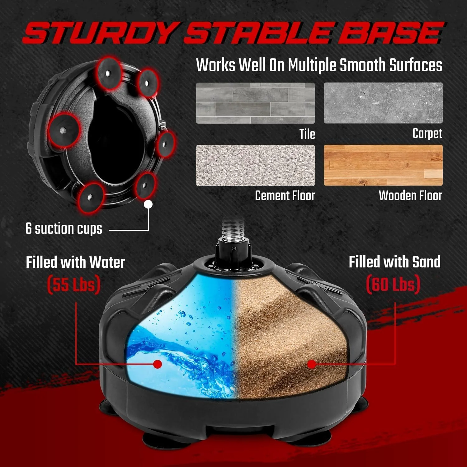 Yes4All Adjustable Height Punching Bag with Stand, 55-62.2 Inches, 12.35 lb, Black - Image 3