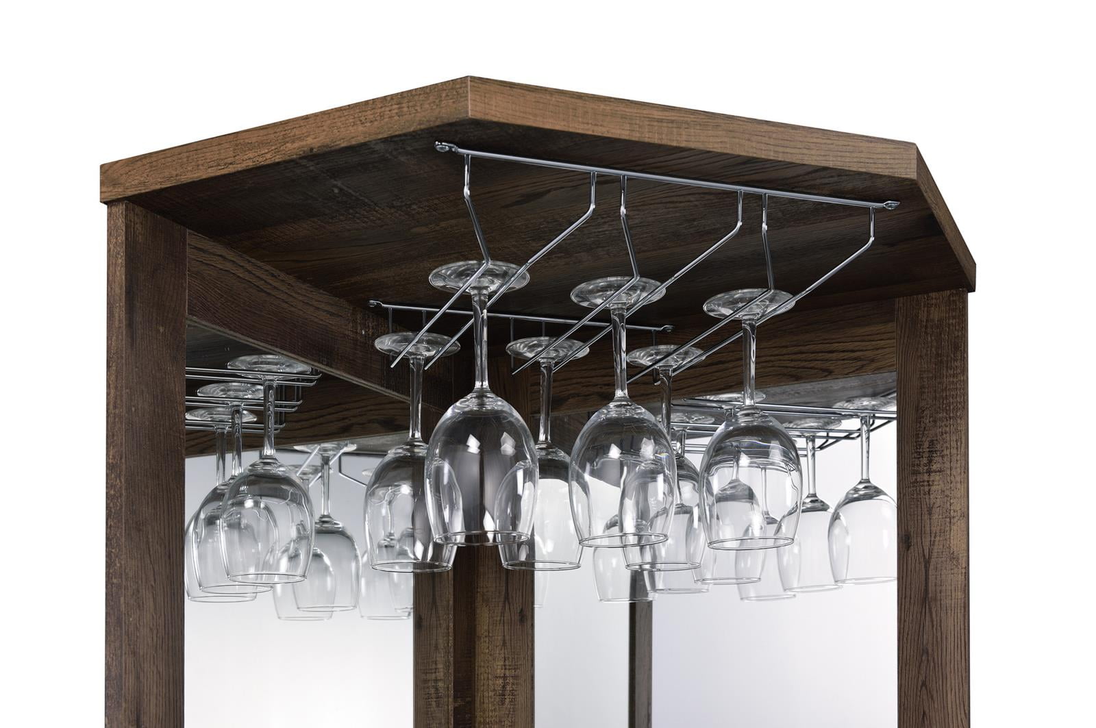 Alviso Corner Bar Cabinet with Stemware Rack Rustic Oak - Image 7