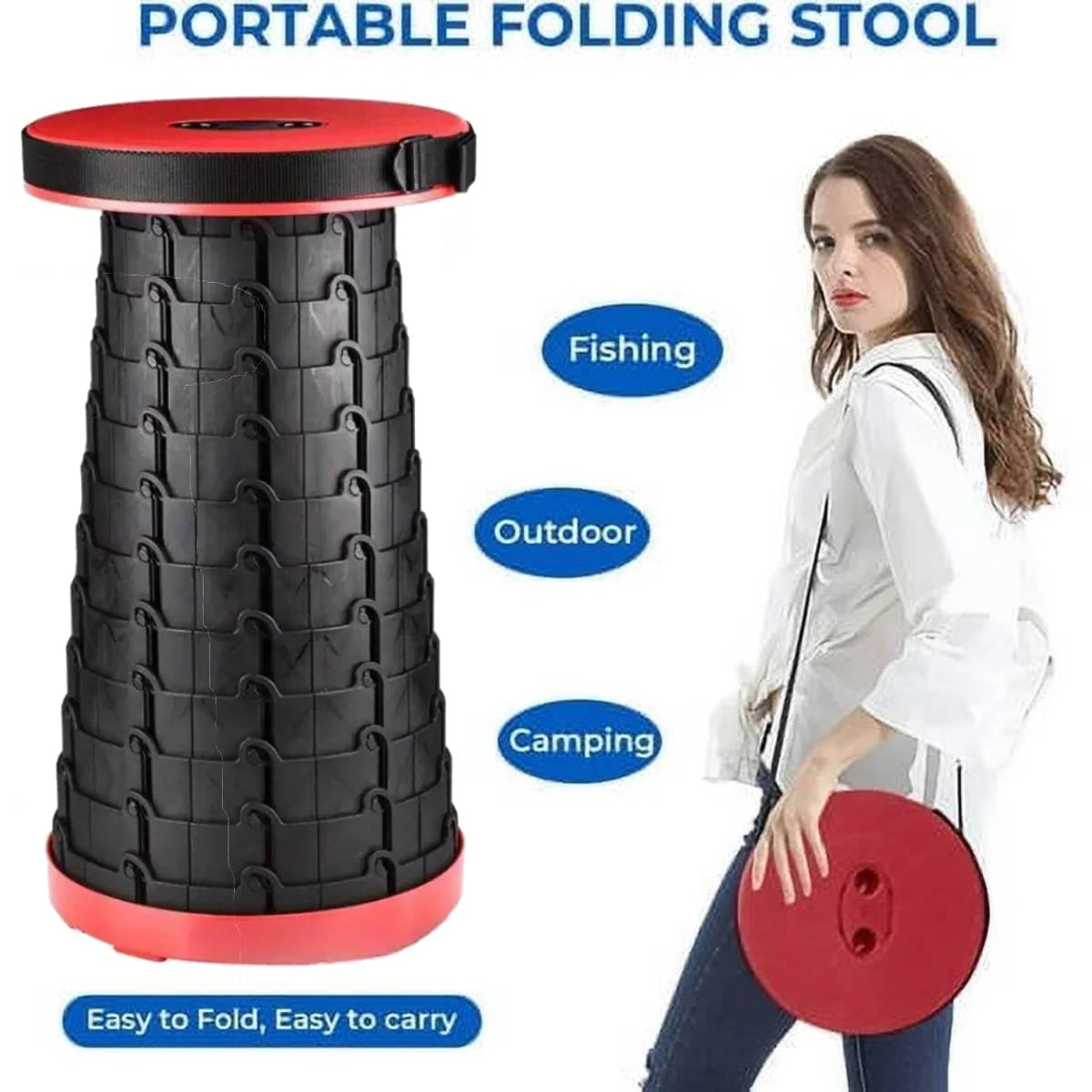 VINAUO Collapsible Chairs,Collapsible Seat,Telescoping Stool Adjustable Height for Fishing,Hiking Tours,BBQ,Parties,Outdoor Red - Image 6