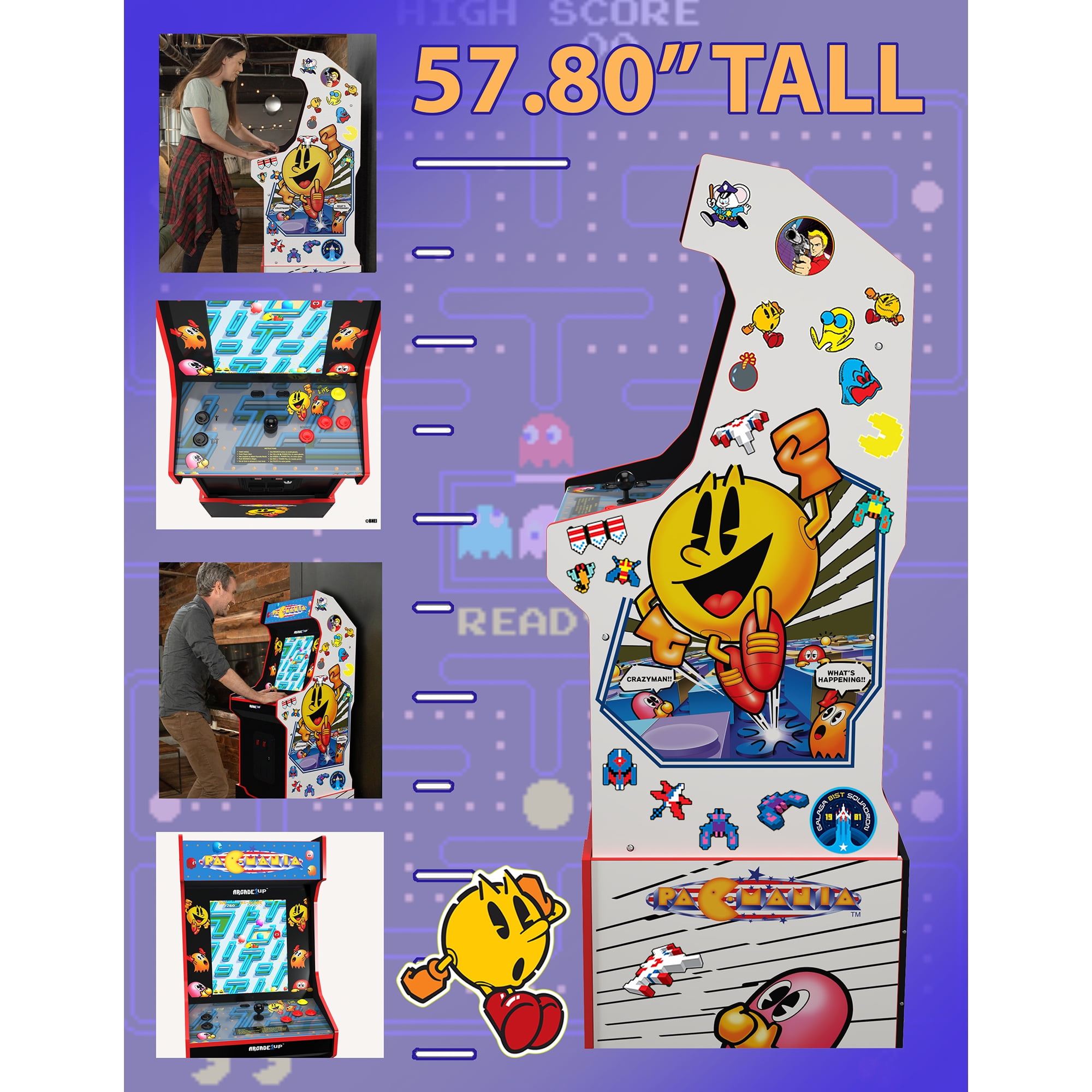 Arcade1UP - 14 Games in 1, PAC-MAN Customizable Video Game Arcade Featuring PAC-MANIA and includes 100 Bonus Stickers - Image 11