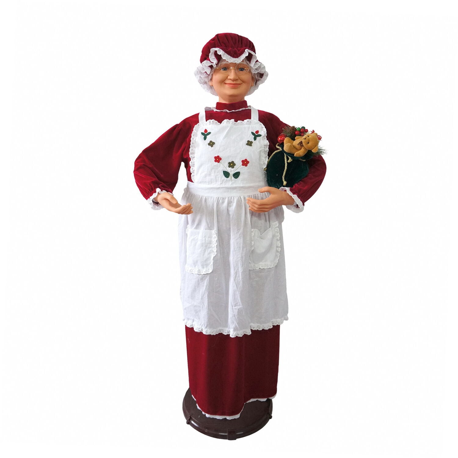 Fraser Hill Farm 58 in. Red Dancing Mrs. Claus Figurine Decoration with Apron Animatronic - Image 3