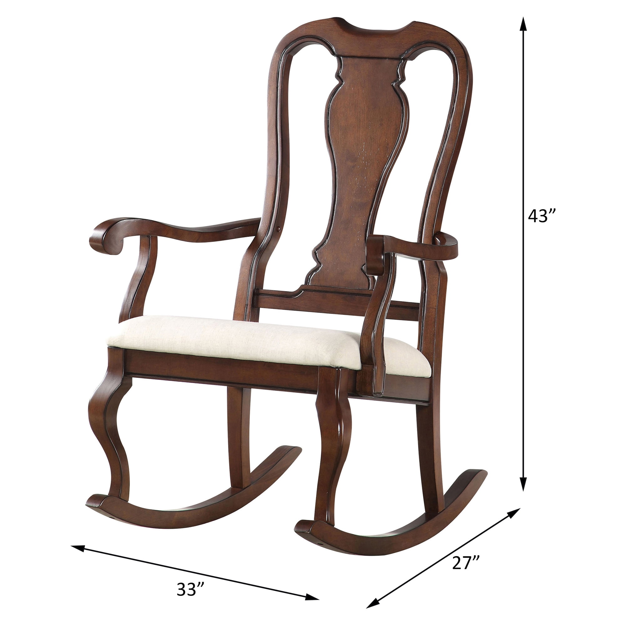 ACME Sheim Wooden Arm Rocking Chair in Beige and Cherry - Image 3