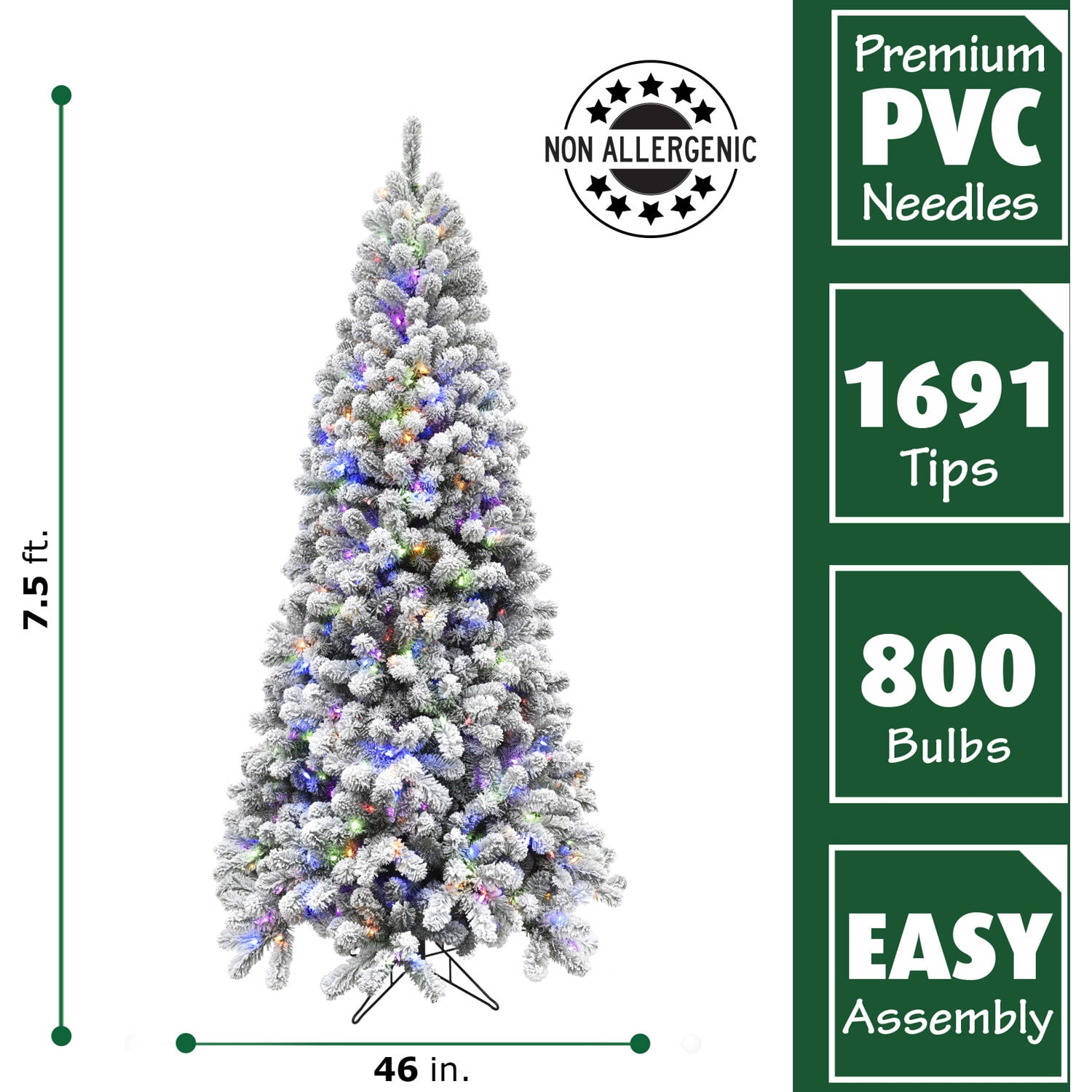 Fraser Hill Farm Prelit LED Multicolor Flocked Alaskan Pine 7.5-ft. Christmas Tree, FFAF075-6SN - Image 7