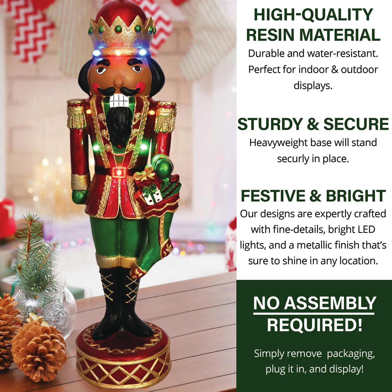 Fraser Farm Hill 22" African American Christmas Resign Nutcracker decoration for indoor/outdoor use - Image 5