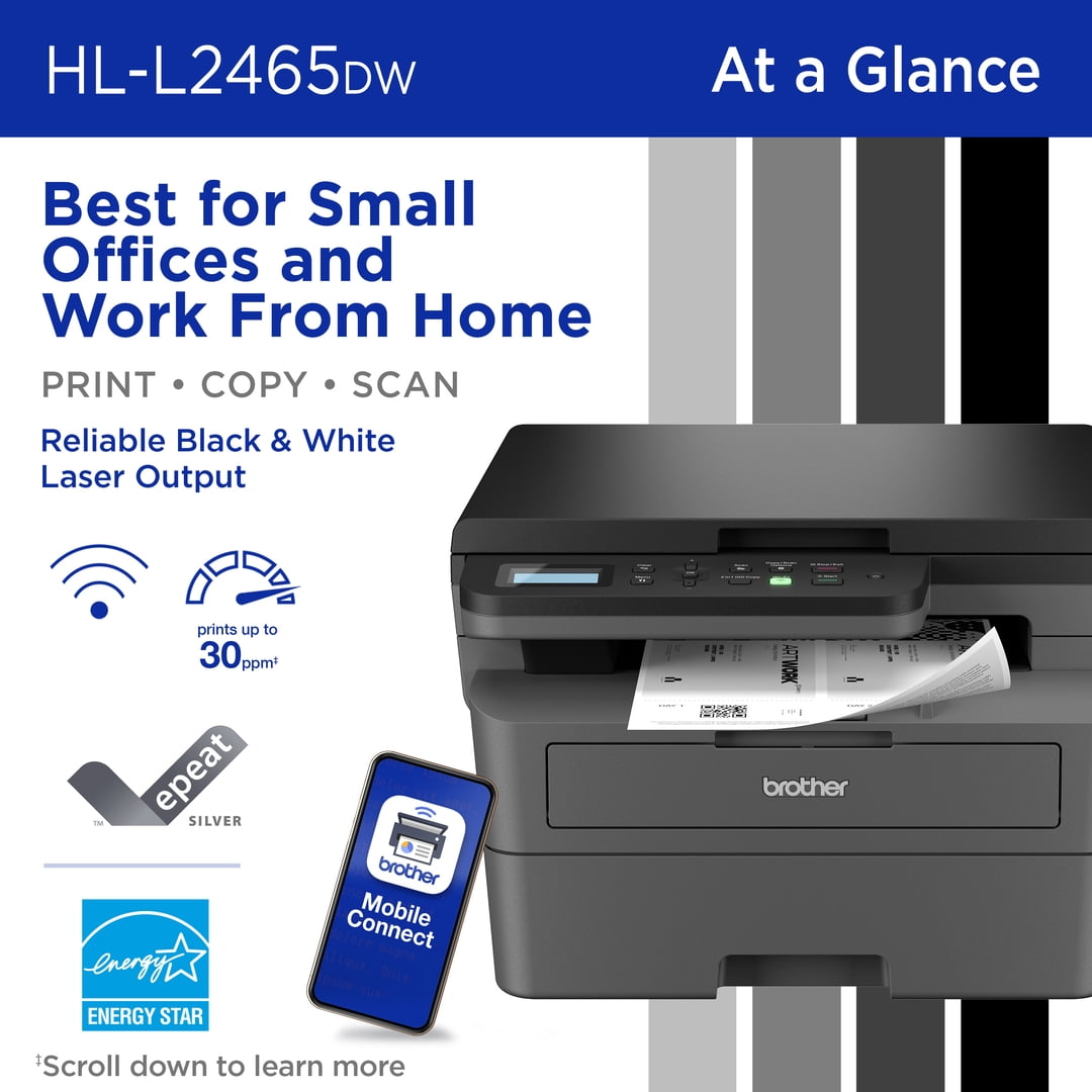 Brother Wireless HL-L2465DW Compact Monochrome Multi-Function Laser Printer with Print, Copy and Scan, Duplex and Mobile Printing - Image 5