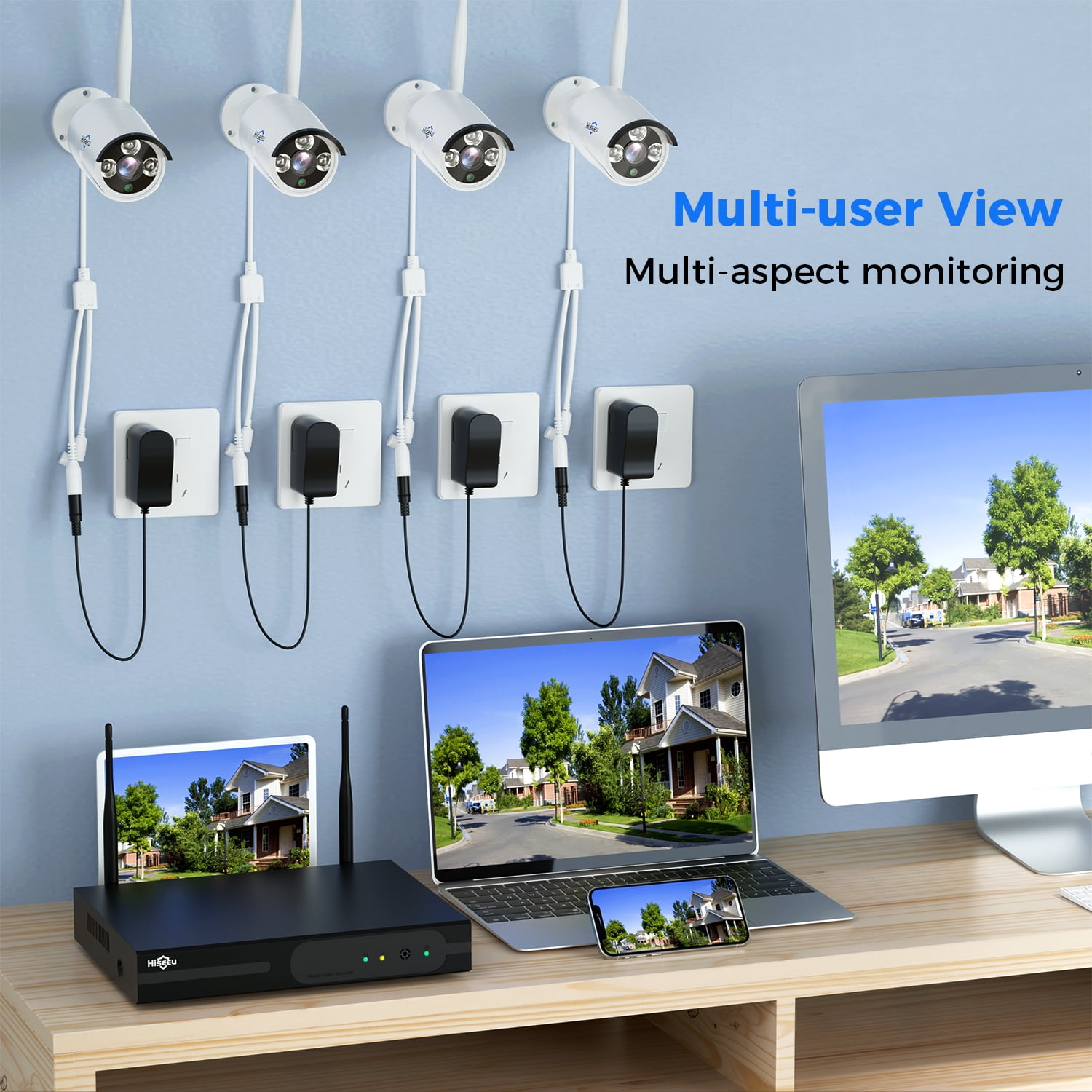 Hiseeu Security Wired Camera System, 10CH 3MP NVR Home Security, 1080P IP Security Surveillance Cameras with 2 Way Audio, IP66 Waterproof, for Indoor Outdoor, No HDD (Wireless Wi-Fi) - Image 5