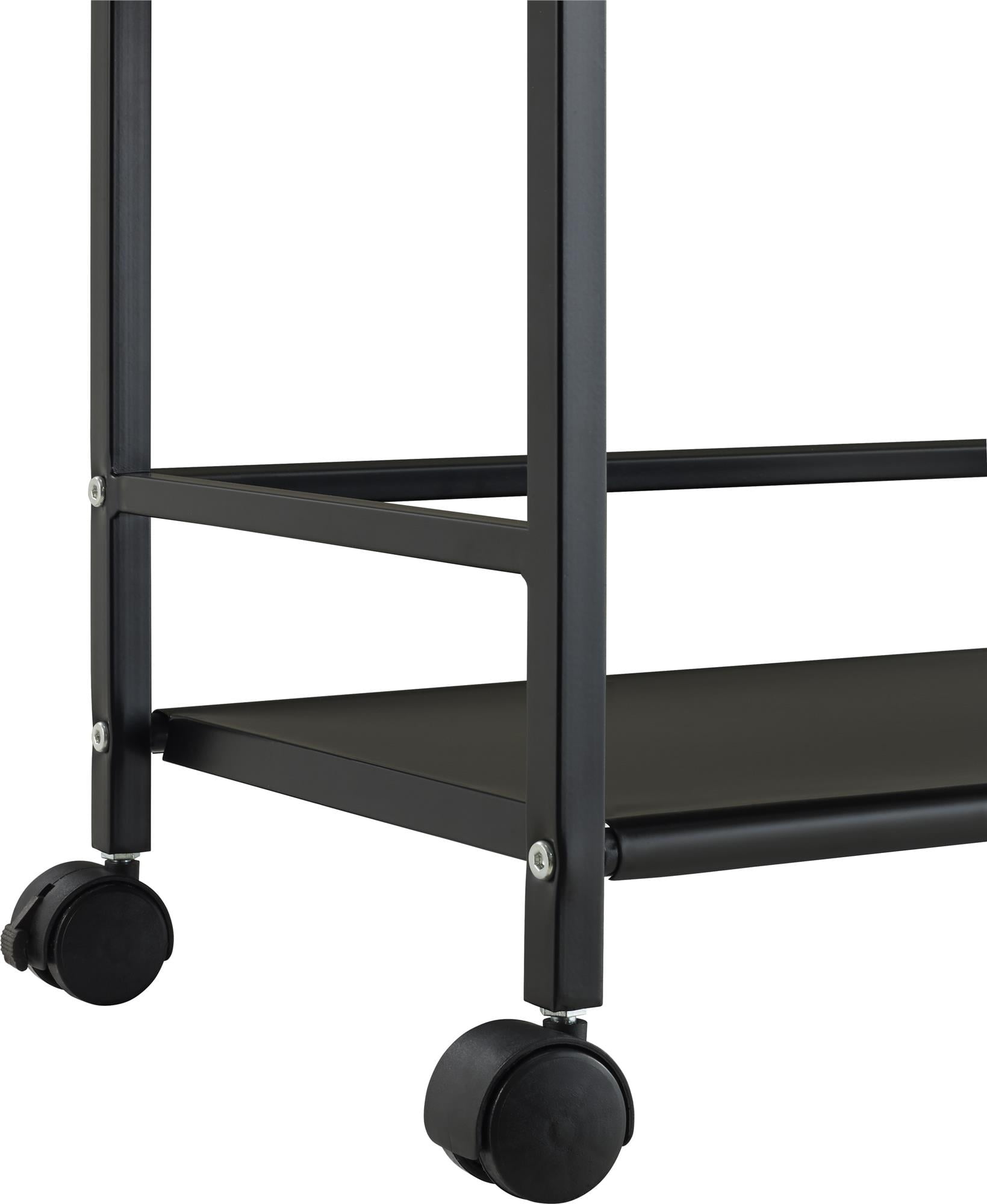 Ameriwood Home Marshall 3 Shelf Metal Rolling Utility Cart, Black - Image 5