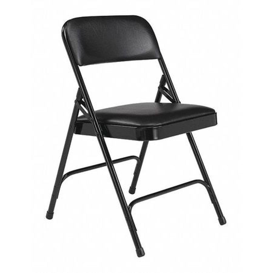 (Pack of 4) NPS 1200 Series Premium Vinyl Upholstered Double Hinge Folding Chair, Caviar Black - Image 6