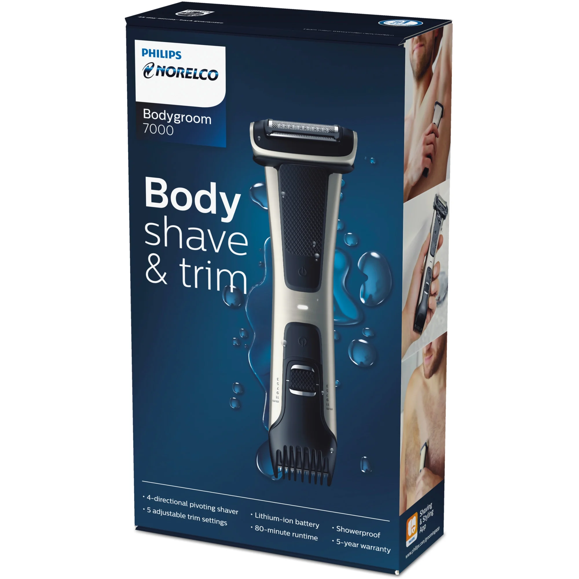 Philips Norelco Bodygroom Series 7000 Showerproof Body & Manscaping Trimmer & Shaver BG7030/49 - Image 6